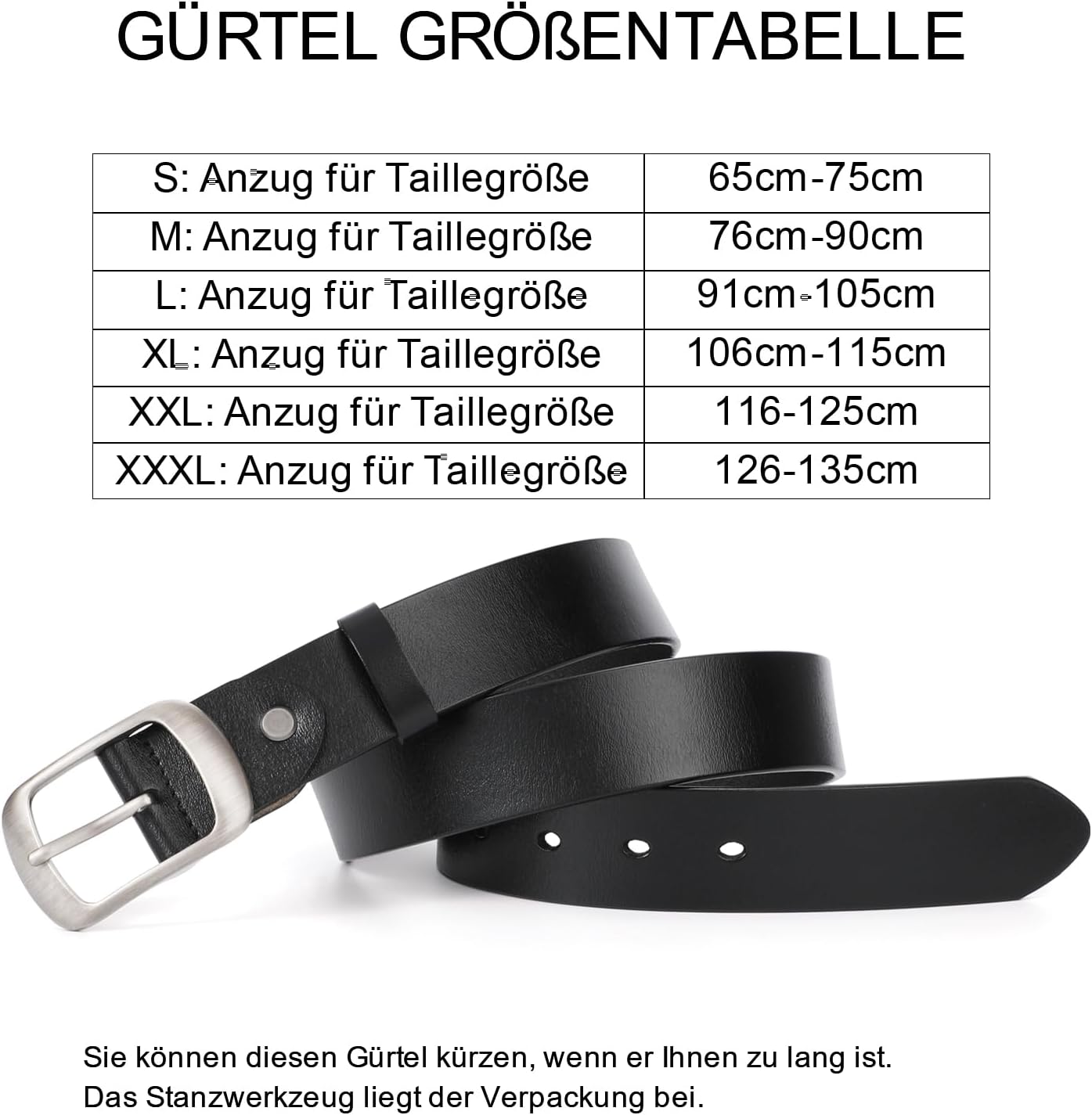 Detalle de JasGood Damen-Ledergürtel für Jeans & Kleider mit Dornschließe