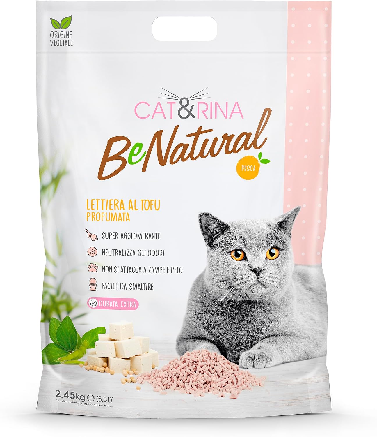 Detalle de Cat&Rina BeNatural Tofu klumpende Katzenstreu, 5,5 l (pflanzlich & kompostierbar), 3 Stück