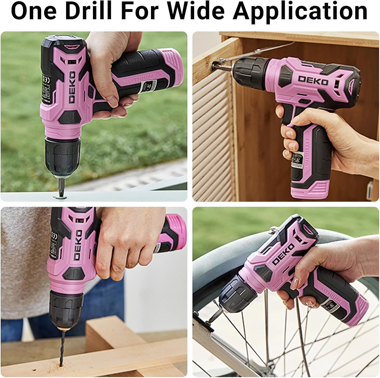 Thumbnail 2 de DEKO Cassetta Attrezzi Completa Rosa con Trapano Avvitatore 8V, 126 Pezzi
