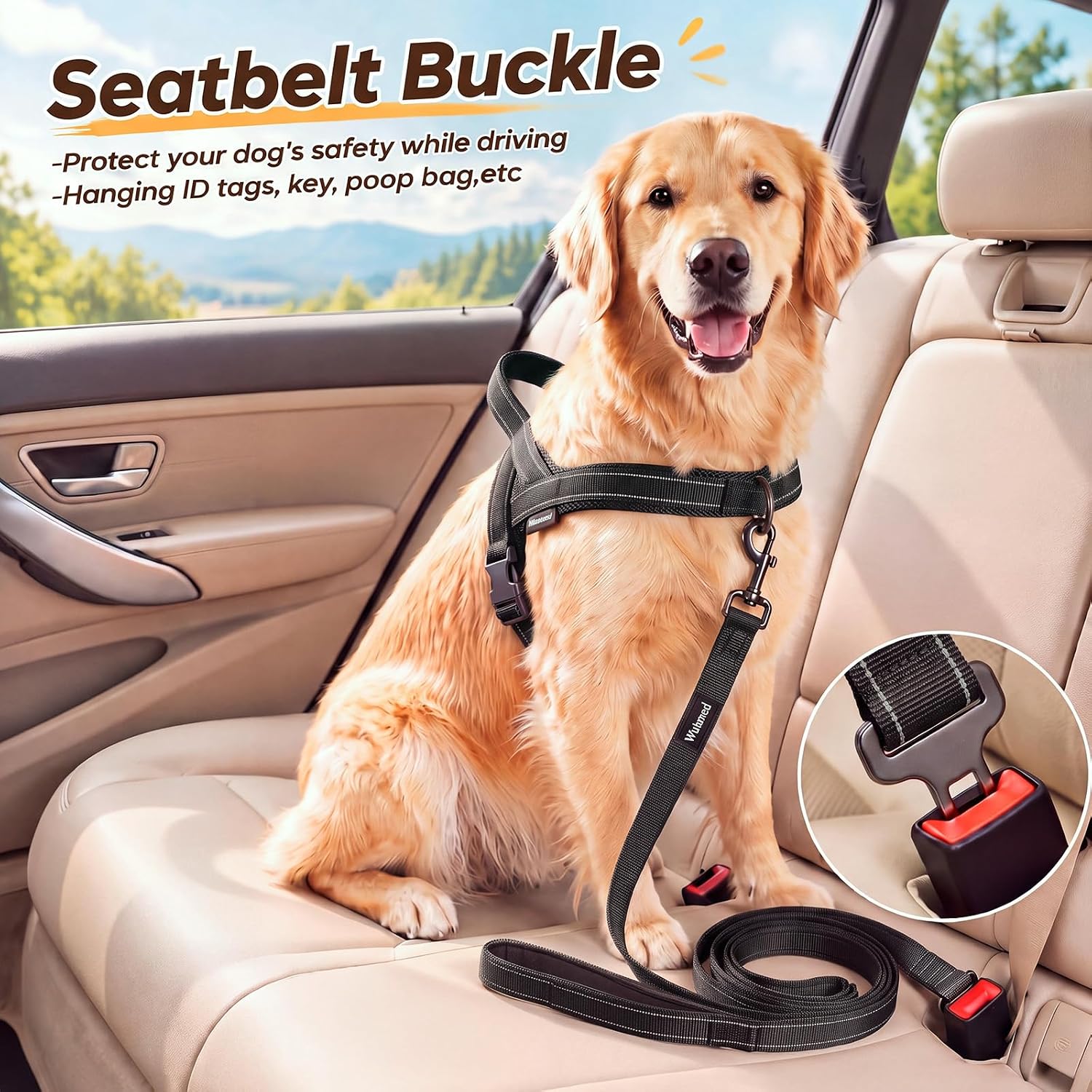 Thumbnail 4 de Wuhnesd W-DHL-004BK-L No-Pull Dog Harness and 5-Foot Leash Set, Black