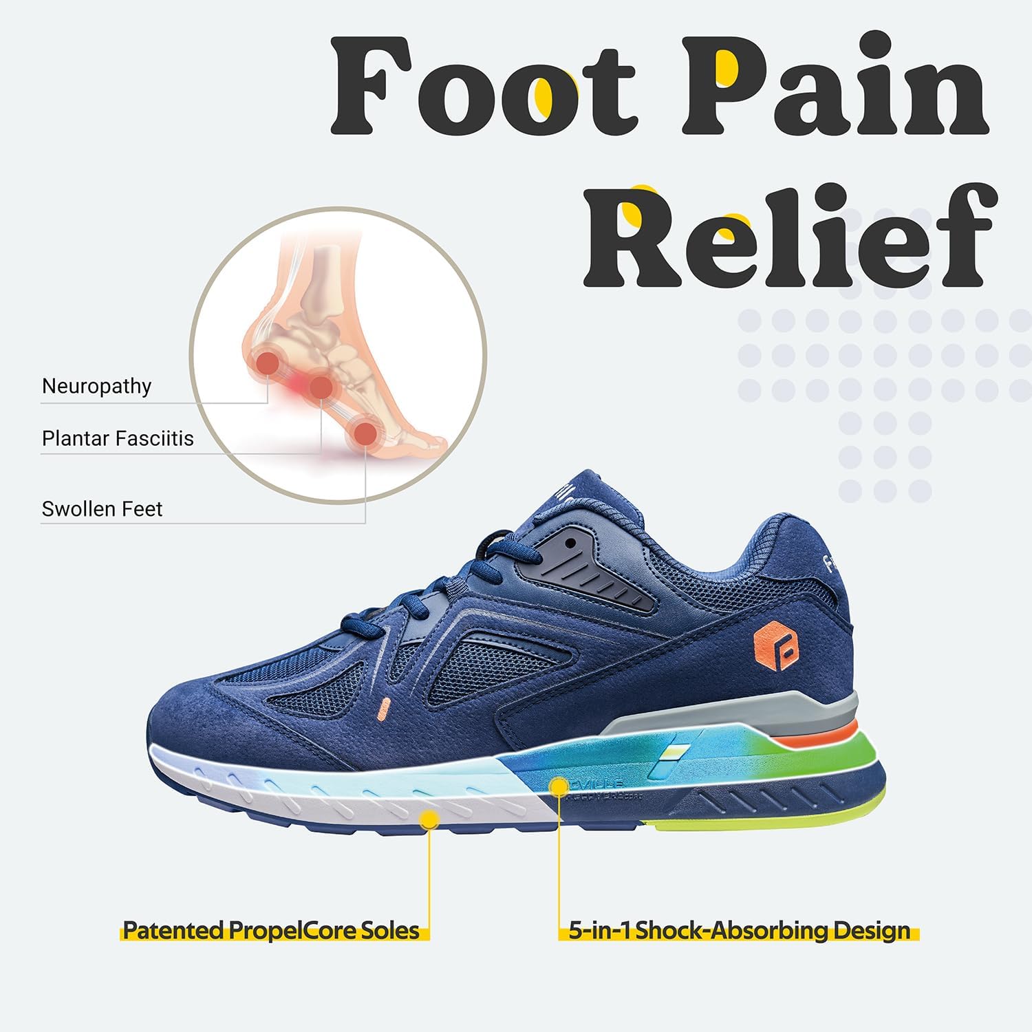 Thumbnail 4 de FitVille Mens Extra Wide Fit Trainers: Comfortable, supportive running shoes for flat feet