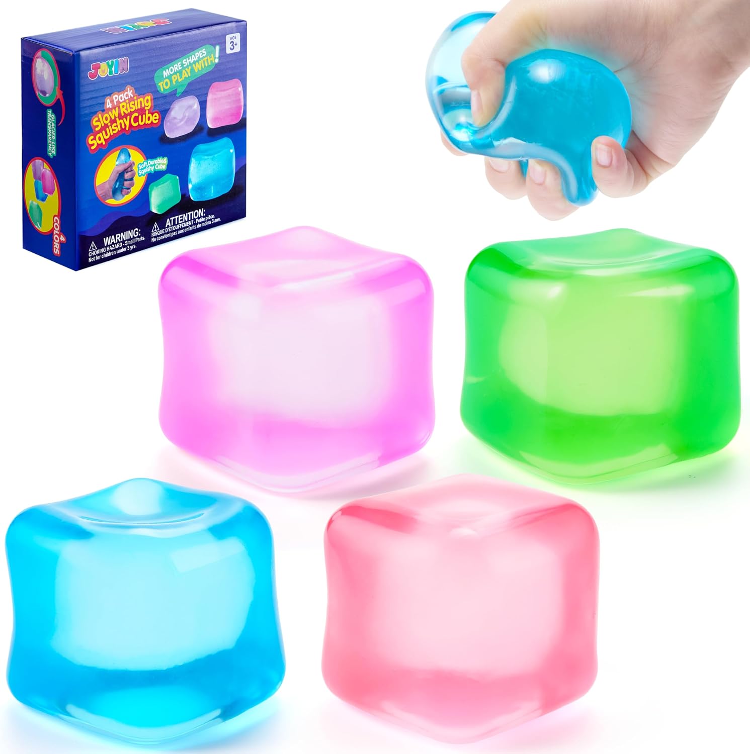 Detalle de JOYIN 4-Pack Squishy Stress Cubes (2-Inch) — Slow-Rising Sensory Fidget Toys