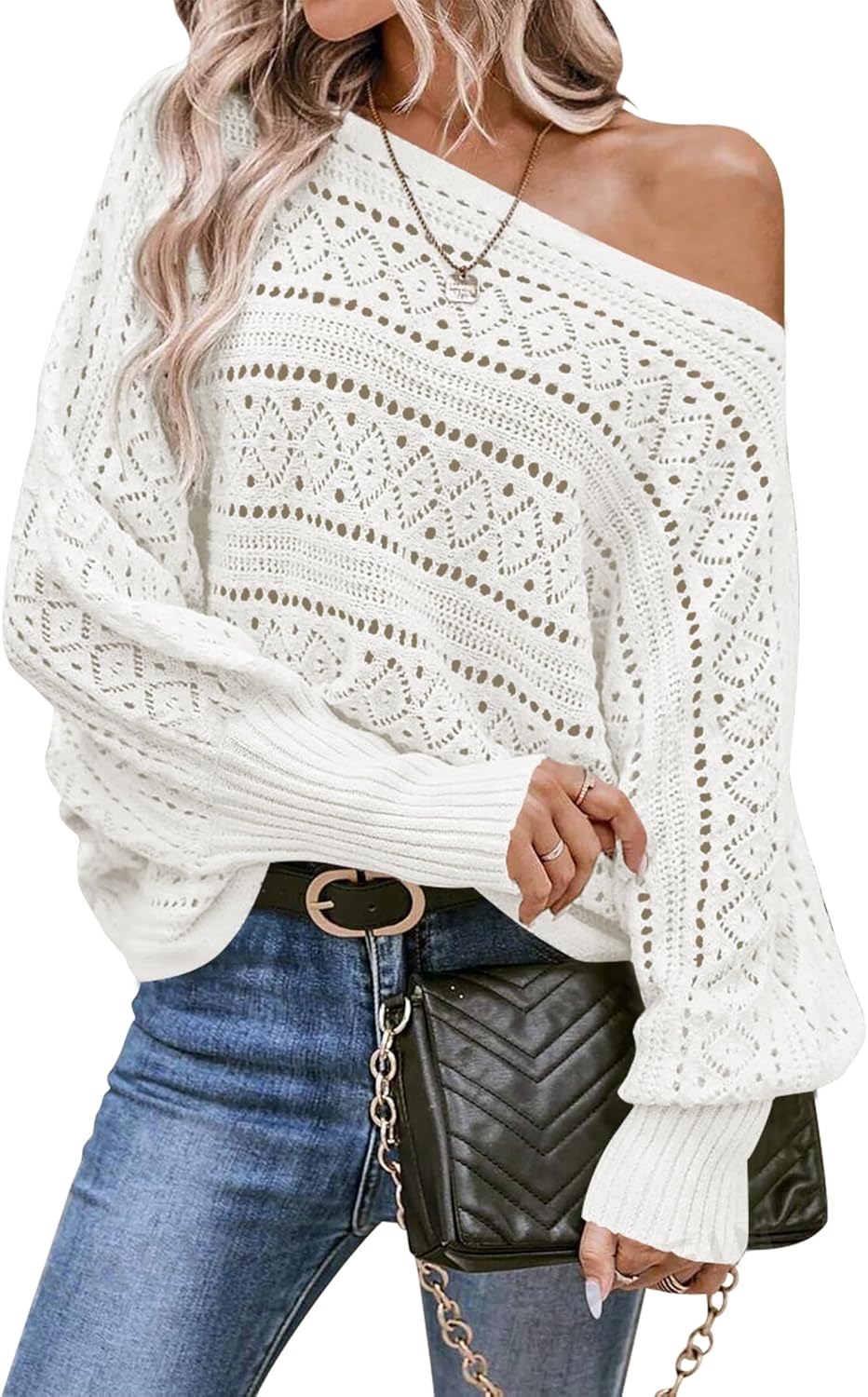 Cakulo Off-Shoulder Oversized Knit Sweater 2025