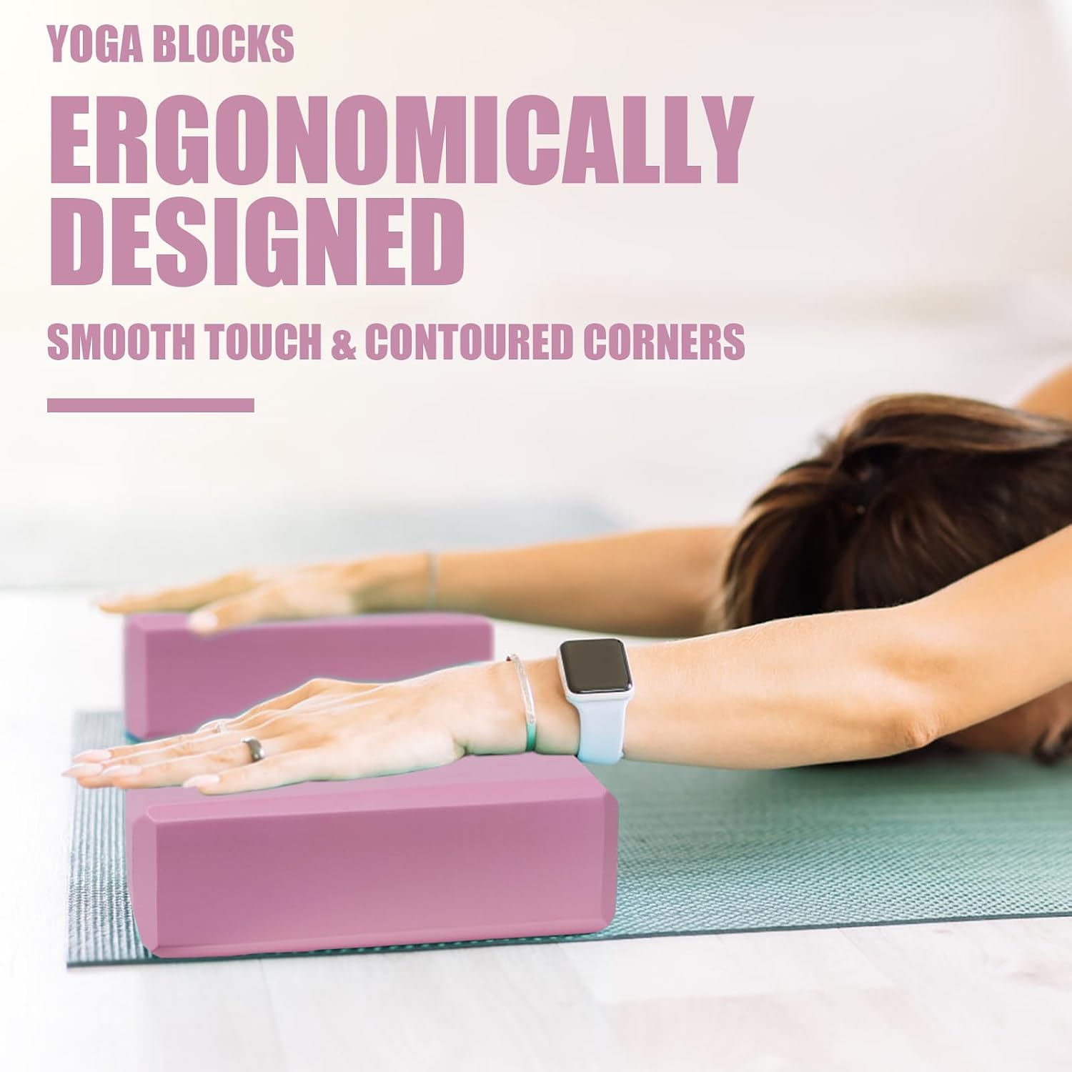 Detalle 2 de Septo 1 Yoga Blocks, 9 x 6 x 3-Inch EVA Foam, Pink 2-Pack