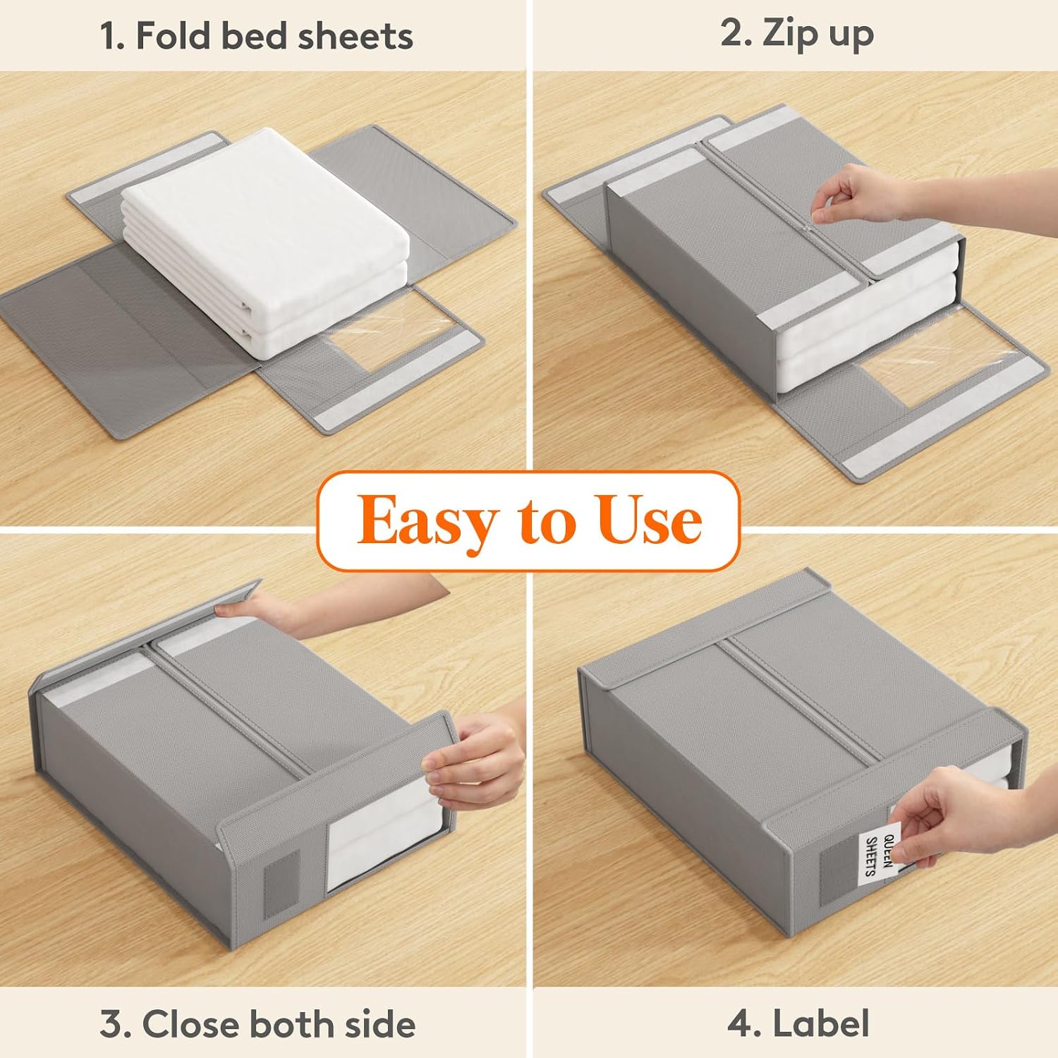 Detalle 2 de Lifewit LH24143.02FG.V1.M01 Bed Sheet Storage Boxes, Set of 6, Clear Window