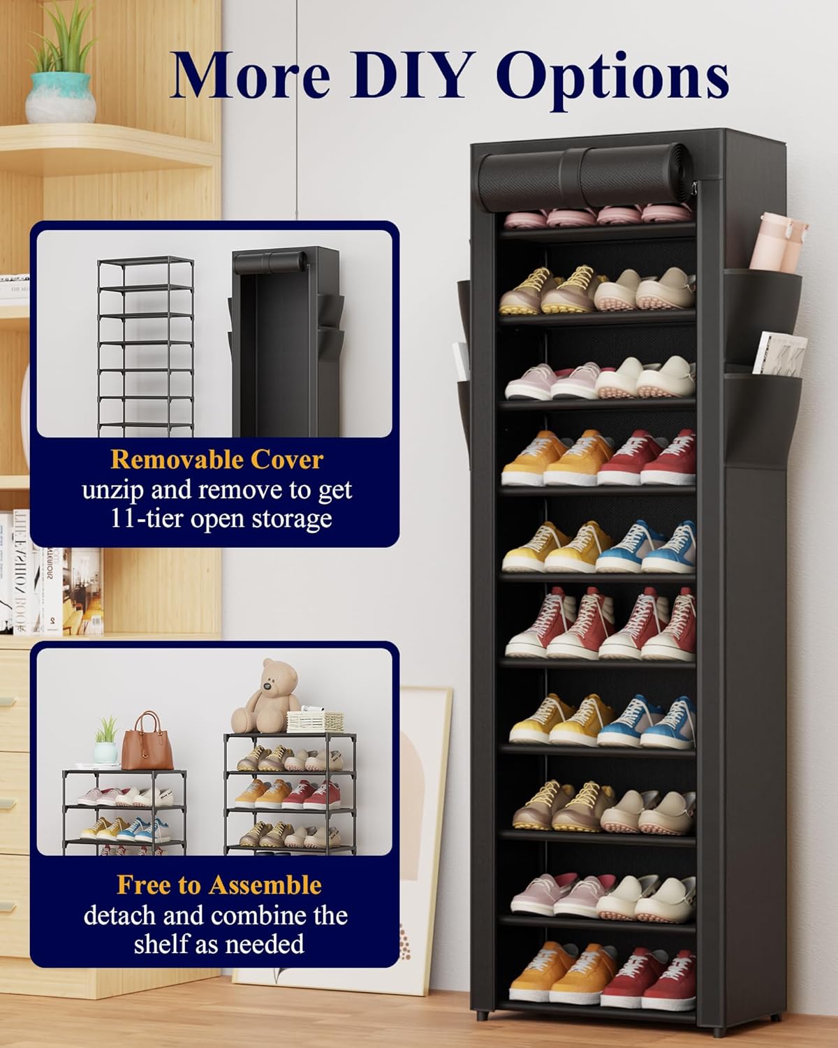 Thumbnail 6 de Kitsure Shoe Rack - 10-Tier Large Capacity Organizer with Dust Cover & Side Pockets