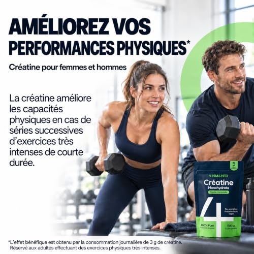 Detalle de Creatine Monohydrate Poudre 500 g Micronisée Sans Goût – 147 Doses, Vegan (Marque 4)