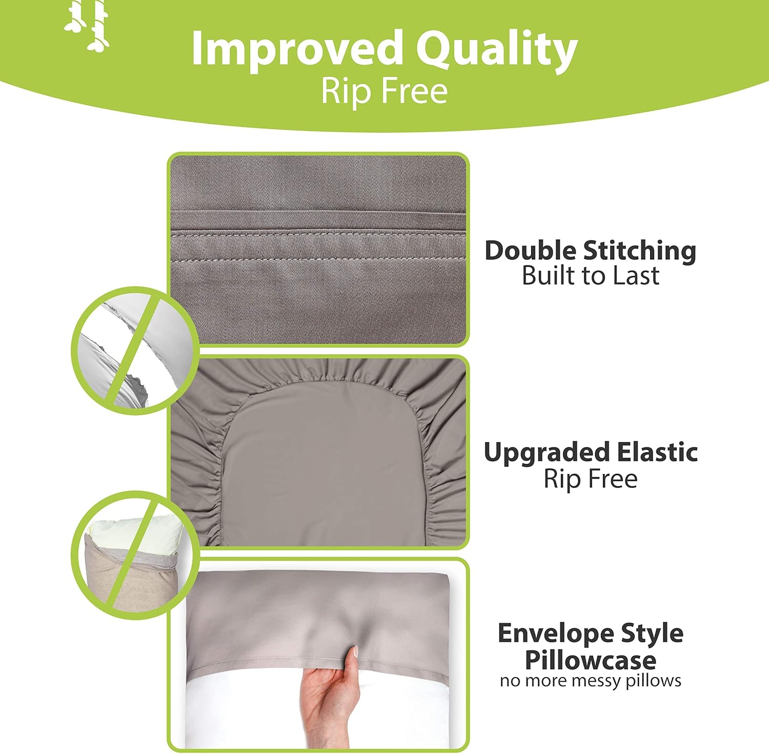 Thumbnail 6 de BAMPURE Queen Bamboo-Viscose Sheet Set, Stone Grey, 16-Inch Deep Pocket