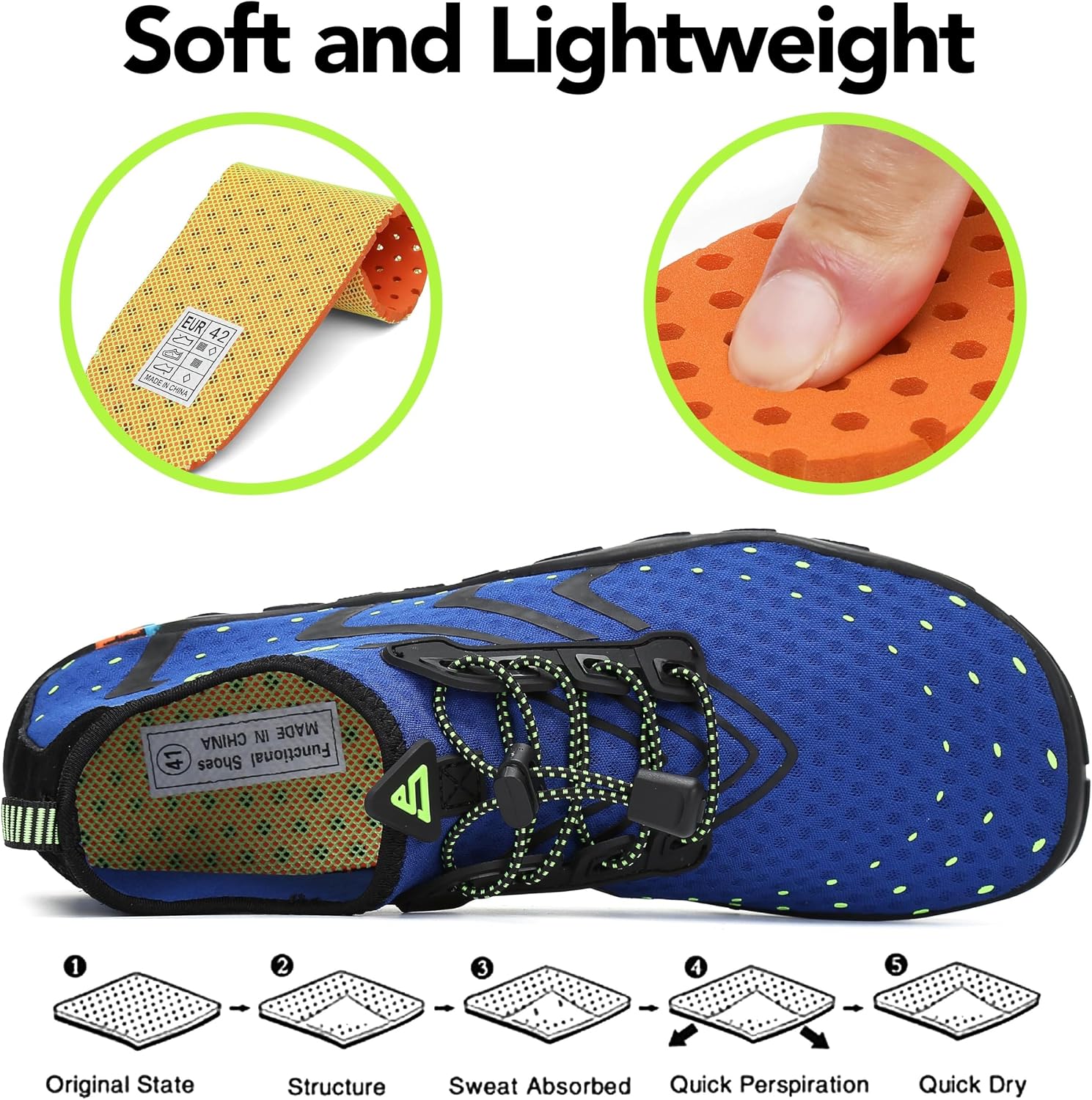 Detalle 2 de SAGUARO Badeschuhe Strandschuhe Aquaschuhe – Wasserschuhe für Damen, Herren und Kinder (Gr. 35–48)