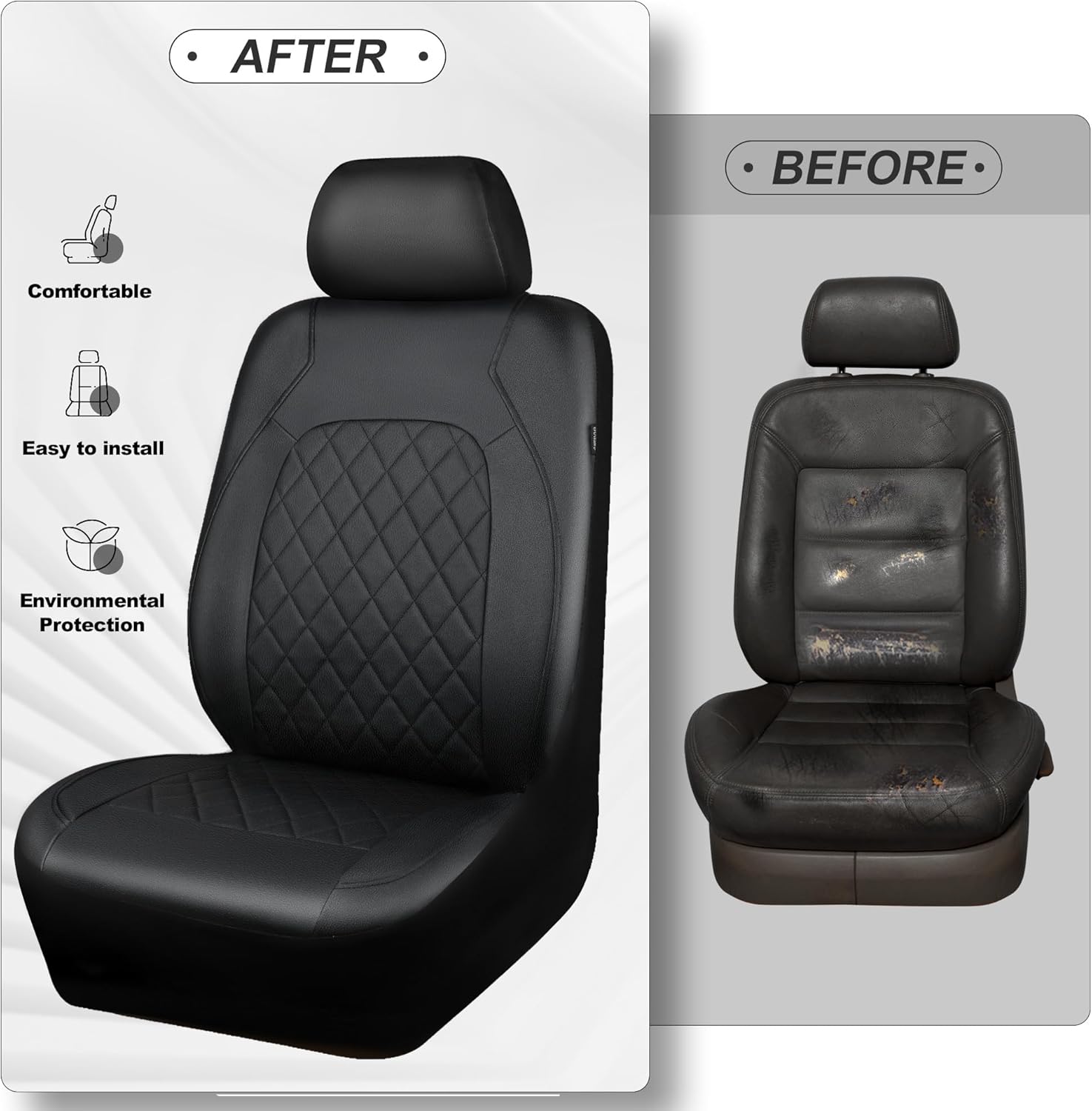 Thumbnail 5 de HORSE KINGDOM Universal PU Leather Front Seat Covers 2 pcs