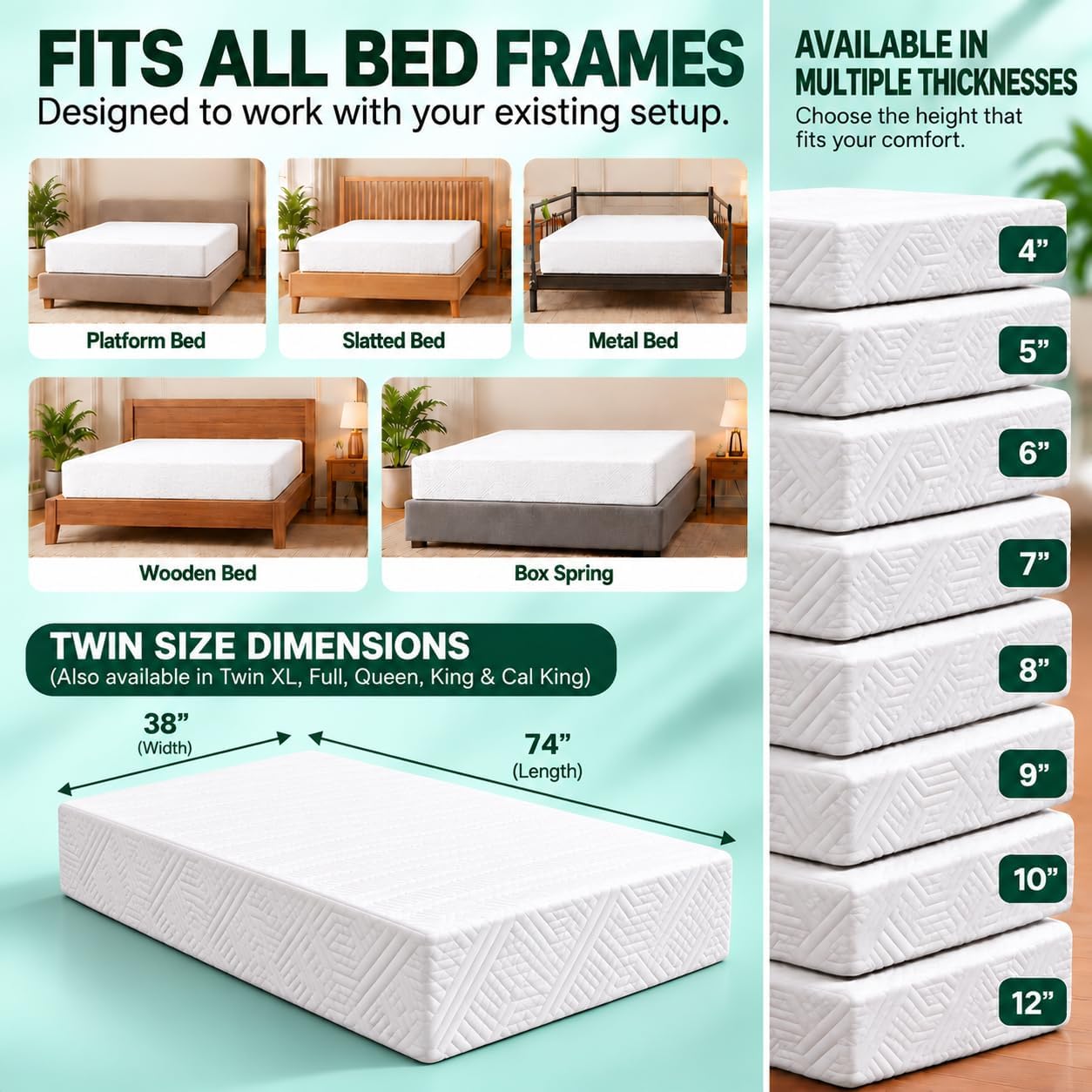Detalle 2 de Viscologic 878926007942 Maxima 7-Inch Twin Mattress, Gel Foam, Medium-Firm