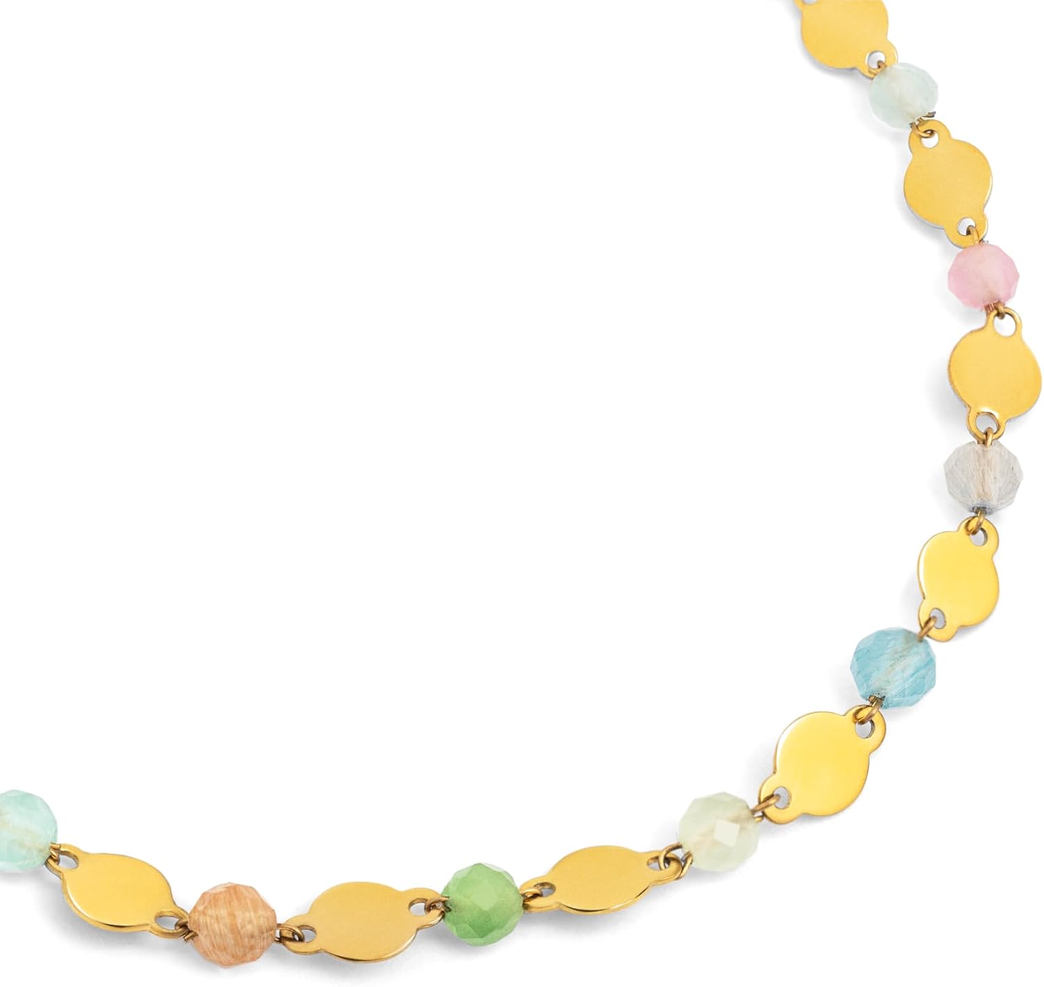 Detalle de SINGULARU Bracciale Crystals Solar in Acciaio placcato Oro 18Kt – Linea sottile con pietre naturali colorate