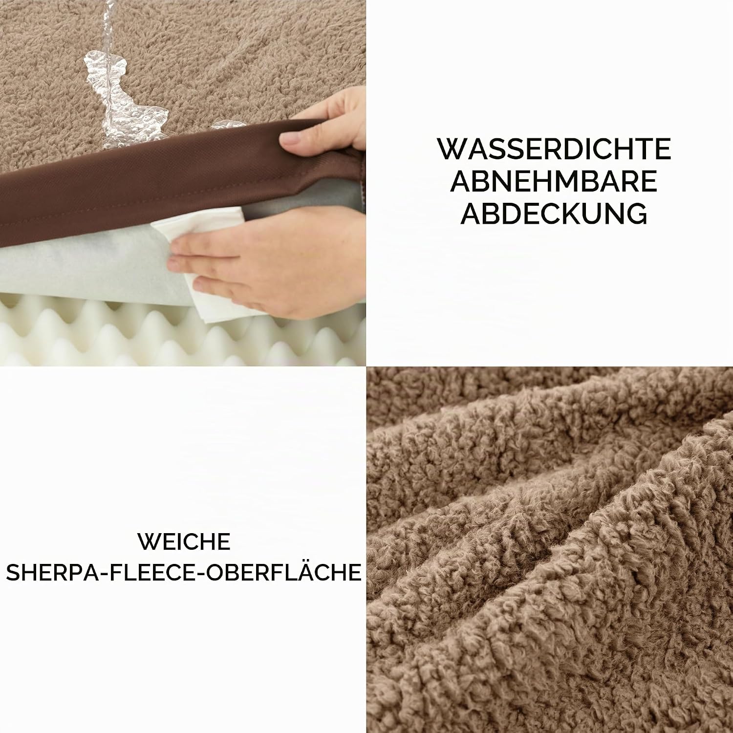 Detalle de BEDSURE orthopädisches Hundebett für große Hunde (112x81x7,6 cm), waschbare Hundematte in Braun