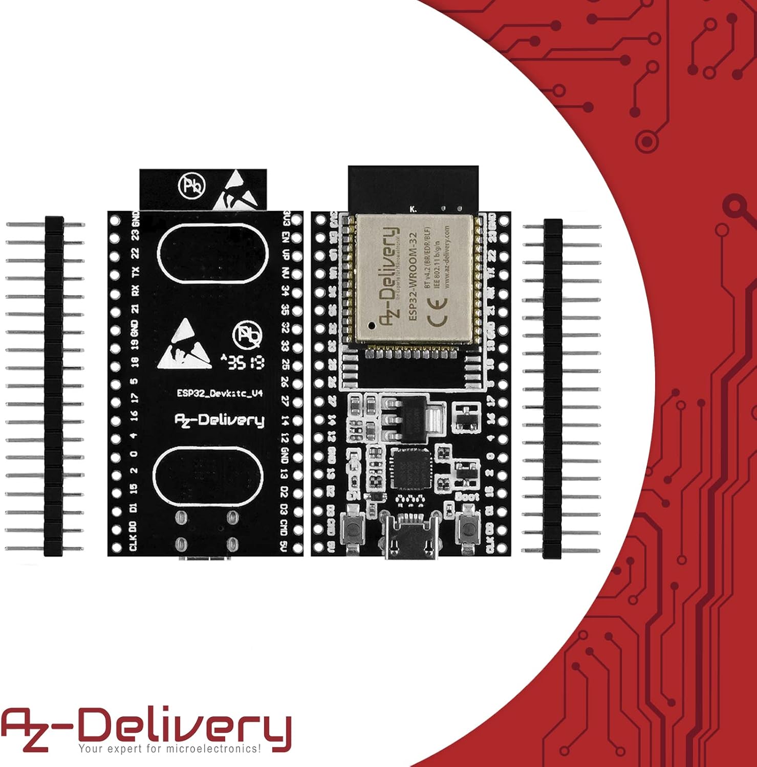 Thumbnail 4 de Lot de 5 AZDelivery ESP32 Dev Kit C V4 (NodeMCU WLAN/WiFi) compatible Arduino, avec e-book
