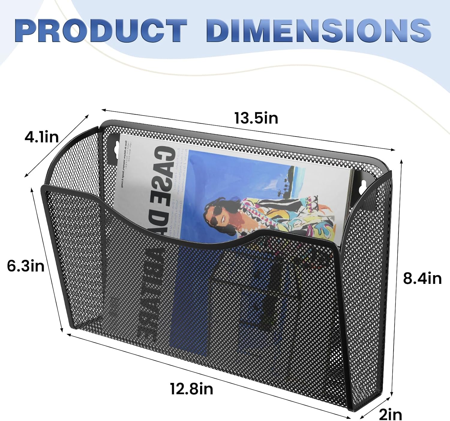 Detalle 2 de MINDEPOT GQWJ Wall File Organizer, 3-Pack, Black Hanging Single-Pocket Design