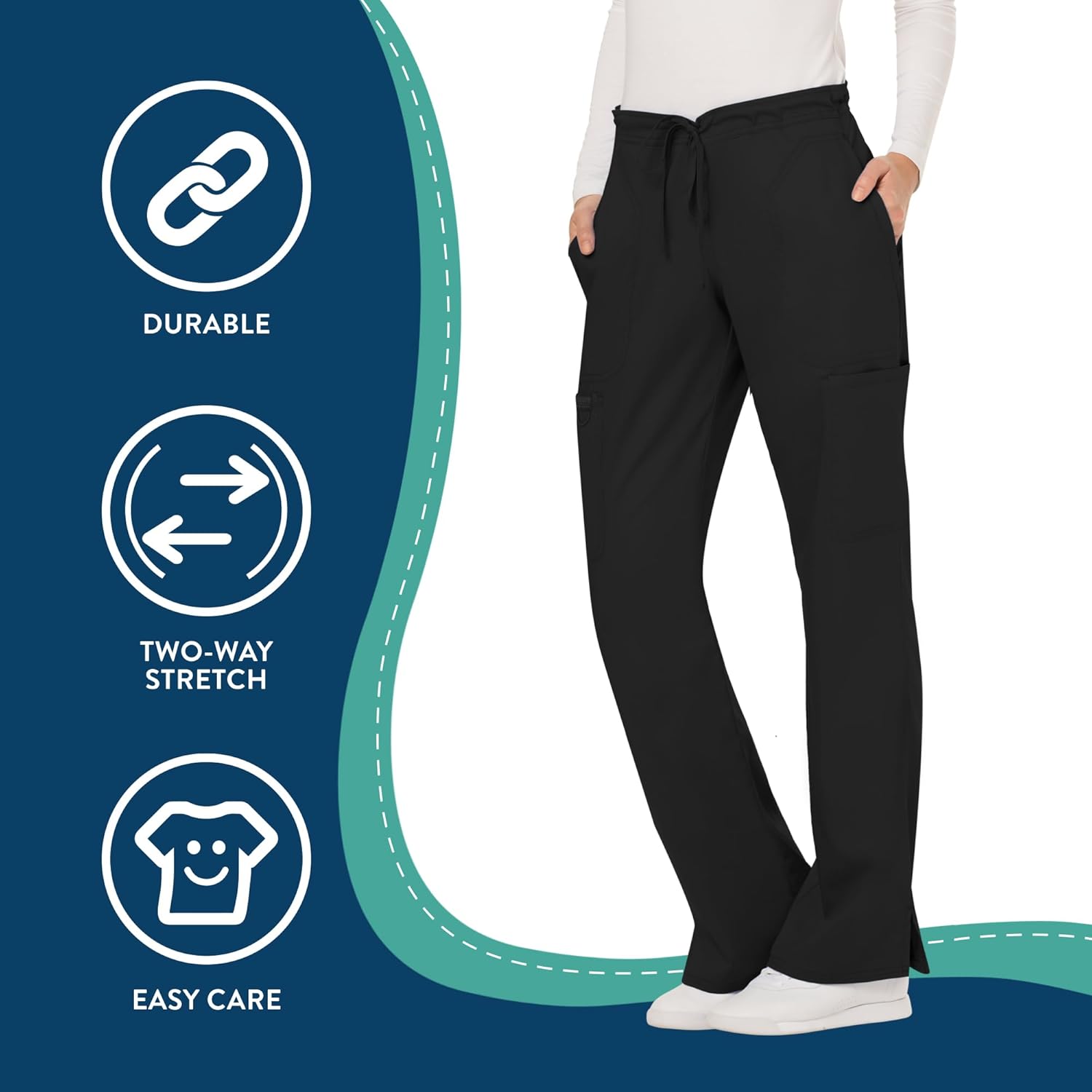 Thumbnail 3 de Cherokee Women Scrubs Pant Workwear Revolution Mid Rise Moderate Flare Drawstring WW120