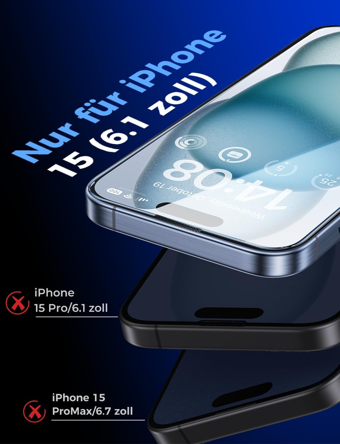 Thumbnail 1 de MAGIC JOHN 2er Displayschutz für iPhone 15