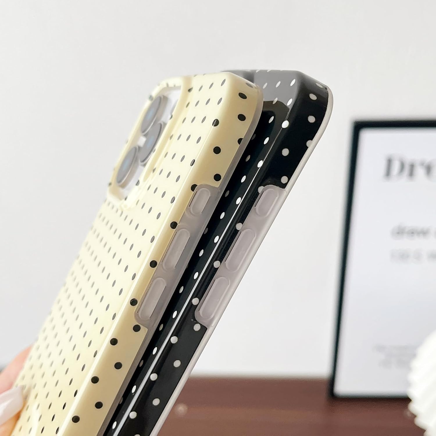 Detalle de SmoBea iPhone 16 Pro Case – Cute Polka Dot, Yellow, Slim TPU Shield
