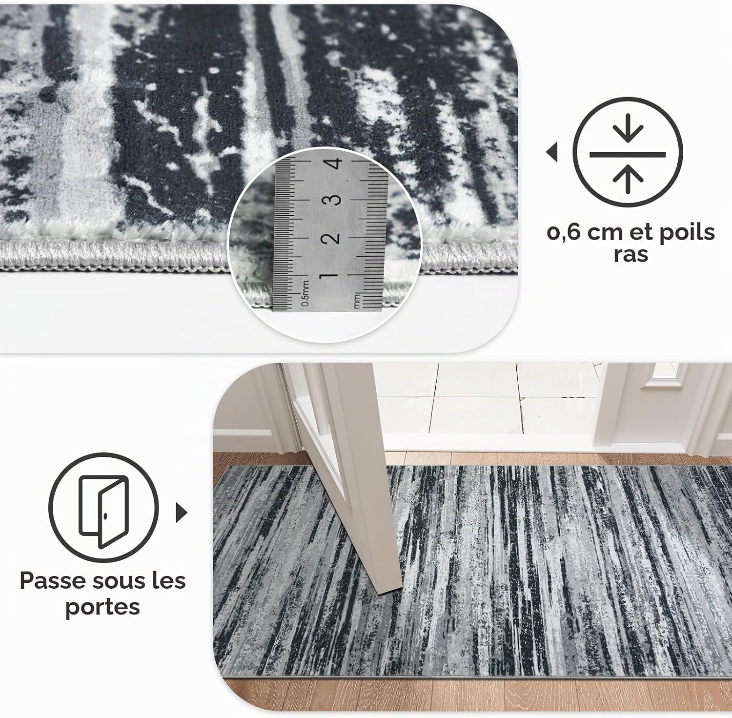 Detalle de VSIWB Y0603 tapijtloper 80 x 200 cm, laagpolig, wasbaar en antislip