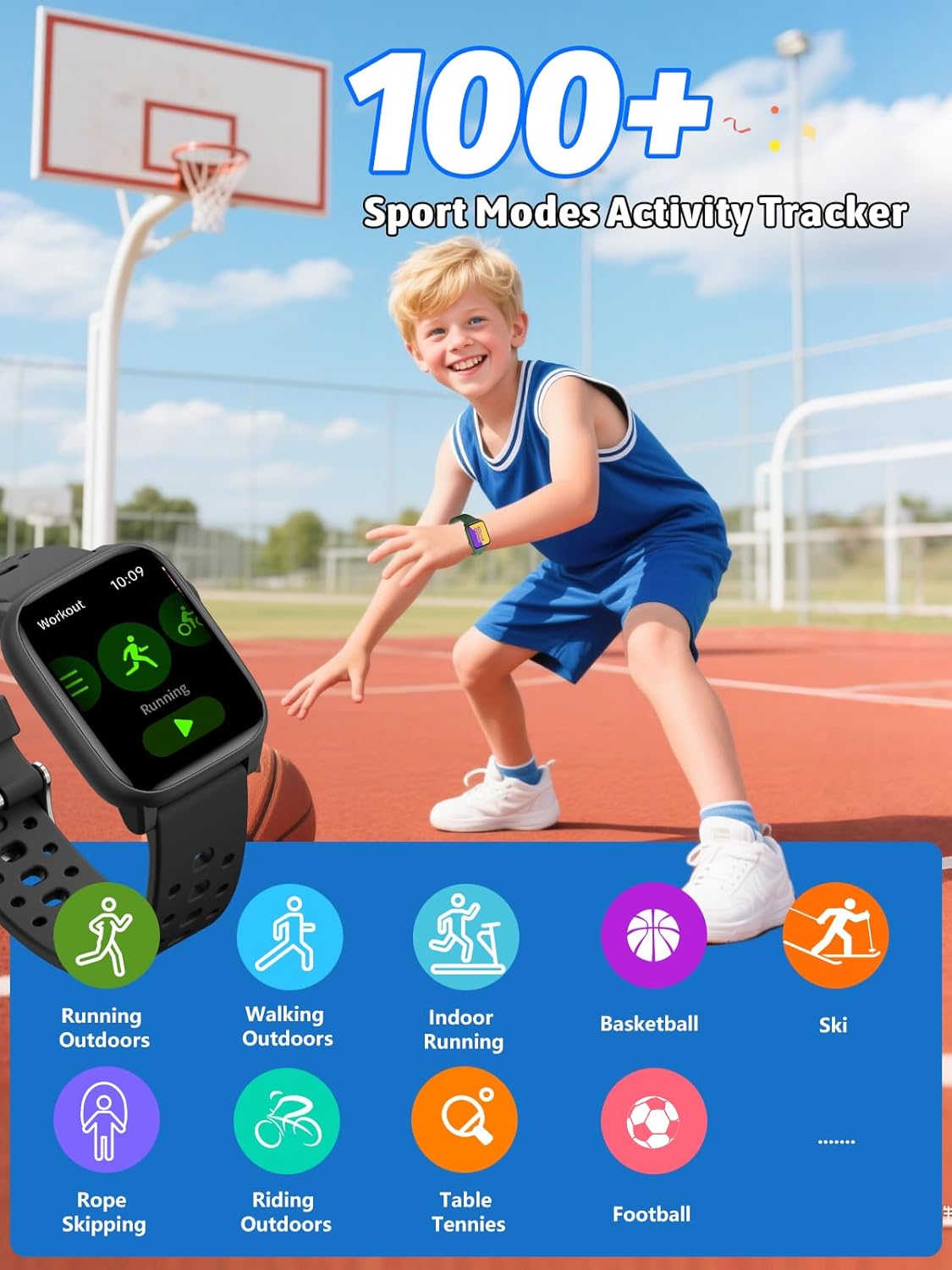 Detalle de Mgaolo Kids Smart Watch 1.85" Upgrade – Fitness Tracker with Heart Rate, 100+ Sports Modes & 12 Puzzle Games (Pink)