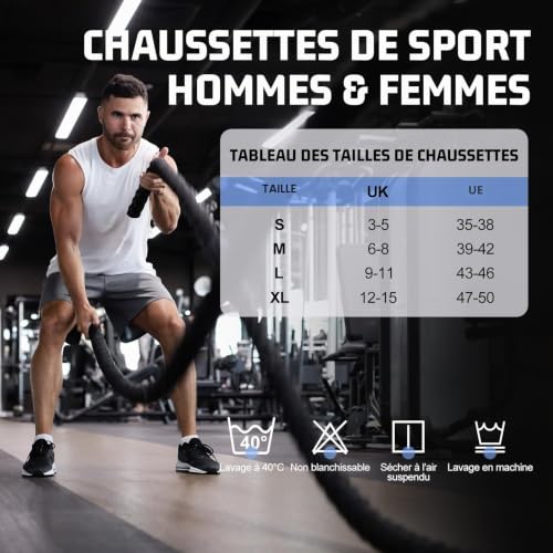 Thumbnail 7 de Effeet 10 Paires Chaussettes Basses Homme Femme – Coton Respirant, Antidérapantes, Sport Unisexe