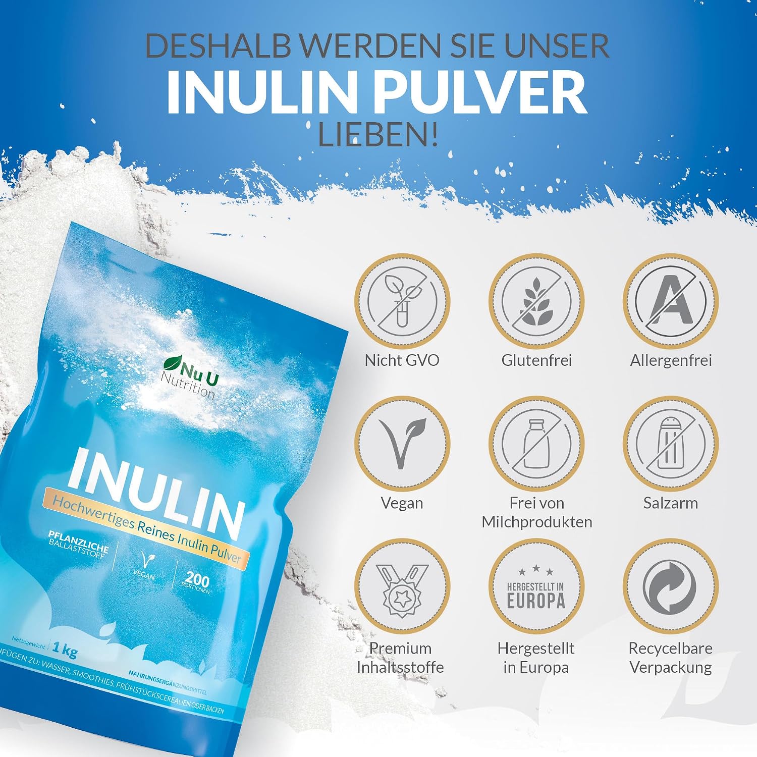 Thumbnail 6 de Nu U Nutrition Inulin Pulver 1 kg — Präbiotikum