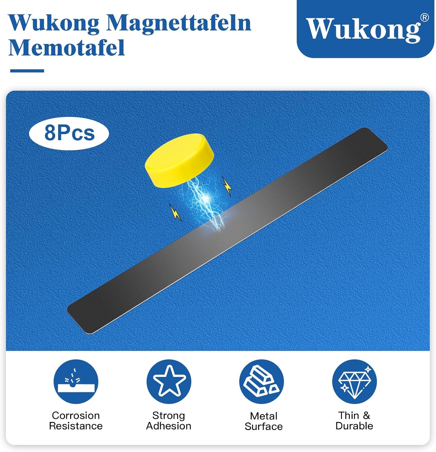 Thumbnail 1 de Wukong Magnettafel Memotafel-Set (8 Stück) mit 32 runden Magneten, selbstklebend, 30 x 3 cm – schwarz