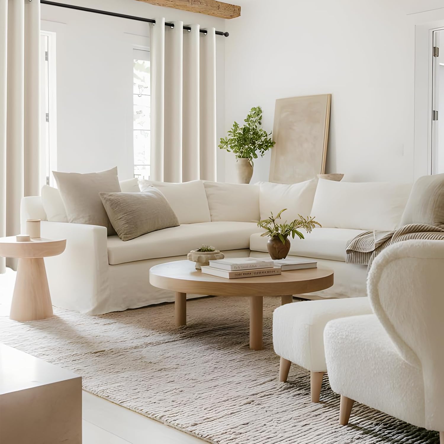 Thumbnail 5 de MRTREES Cortinas Semiopacas Térmicas Beige Claro 🏡 2 Piezas