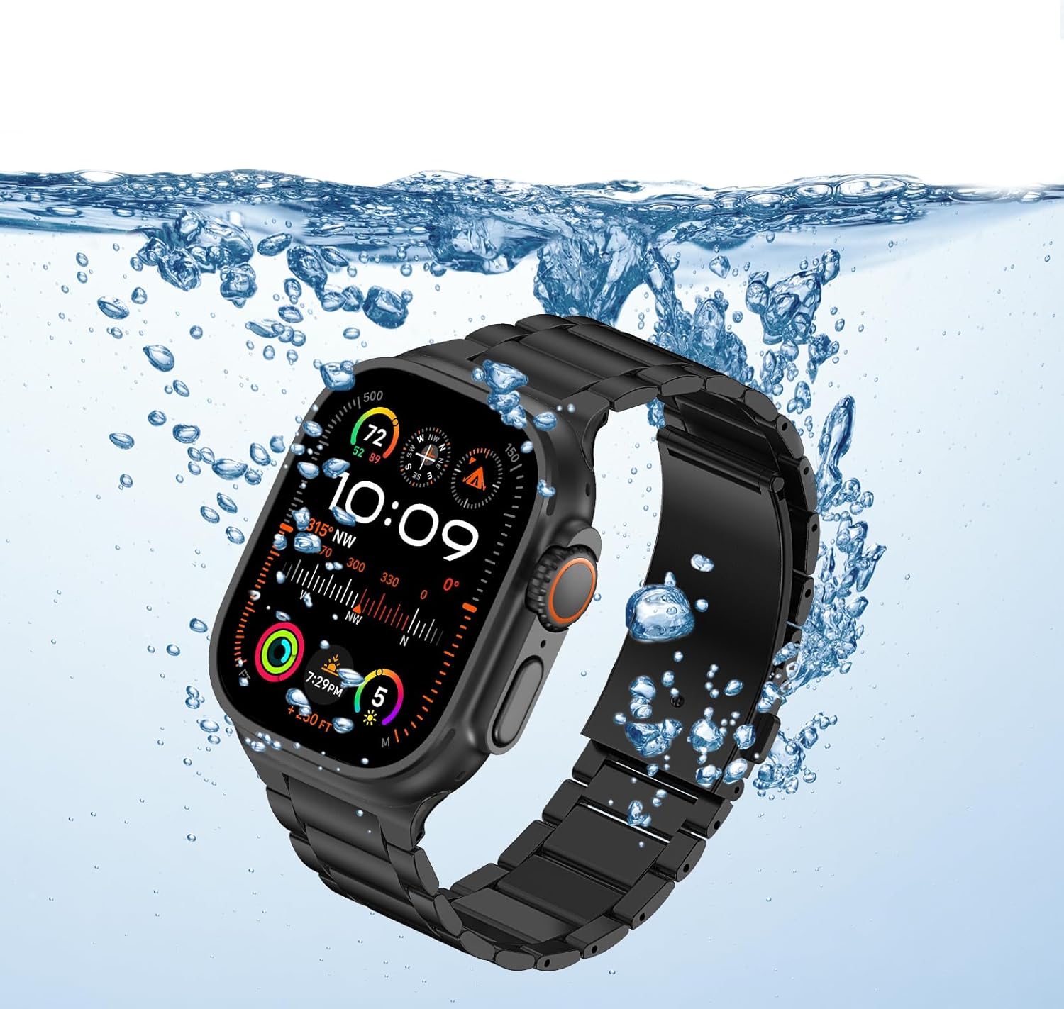 Thumbnail 4 de Anlinser Stainless Steel Watch Strap for Apple Watch (42–49mm): Slim, Lightweight Metal Band for iWatch Ultra 3/2/1 and Series, UK