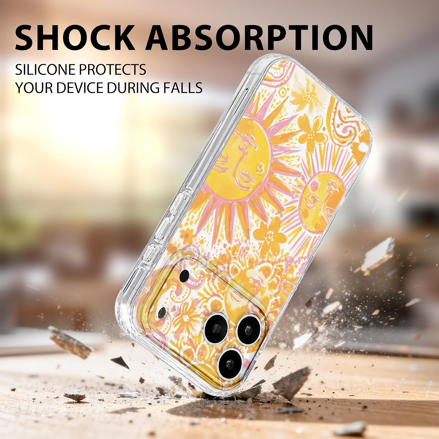 Detalle 2 de GEQCDBN iPhone 17 Pro Max Case, Yellow Sunflower TPU Cover