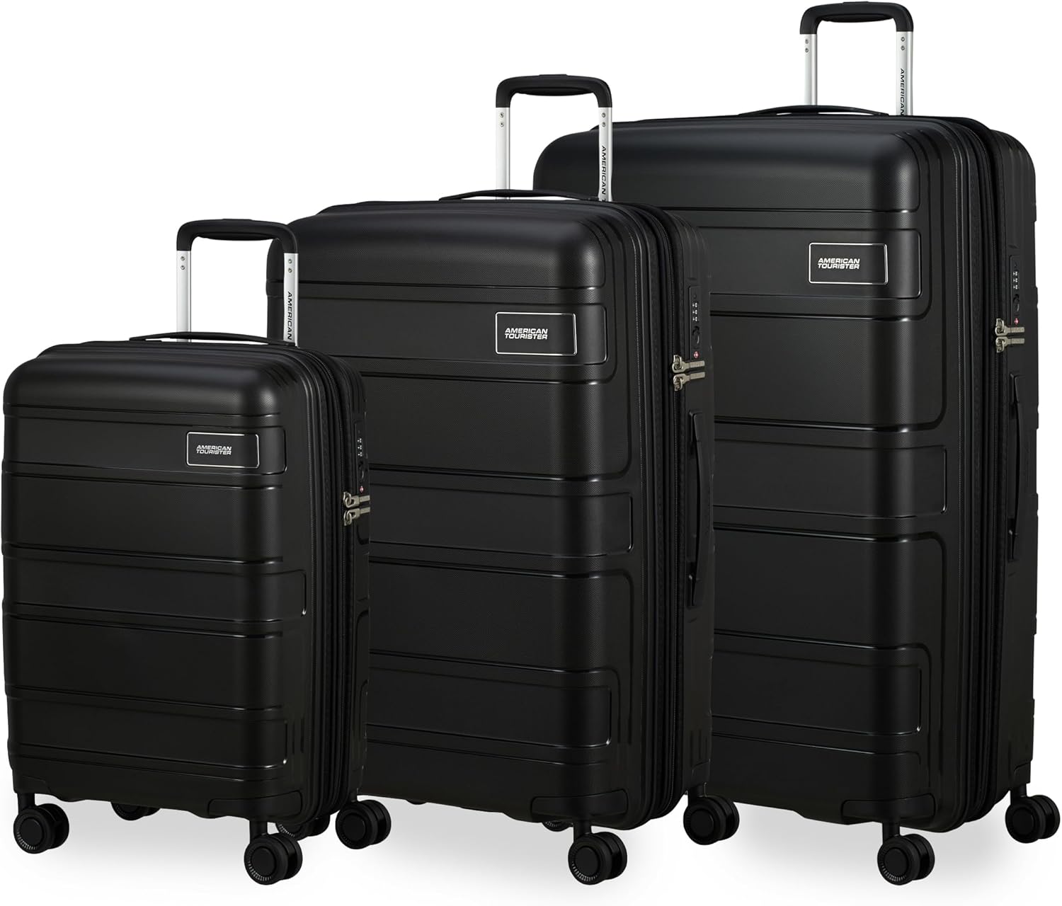 Detalle de American Tourister Skymax 3-piece suitcase set (Black) with TSA lock