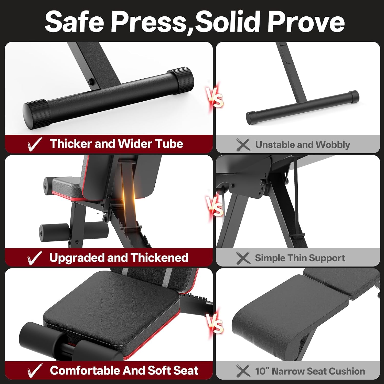 Thumbnail 6 de PASYOU Adjustable Weight Bench, Foldable Incline, Decline and Flat Positions