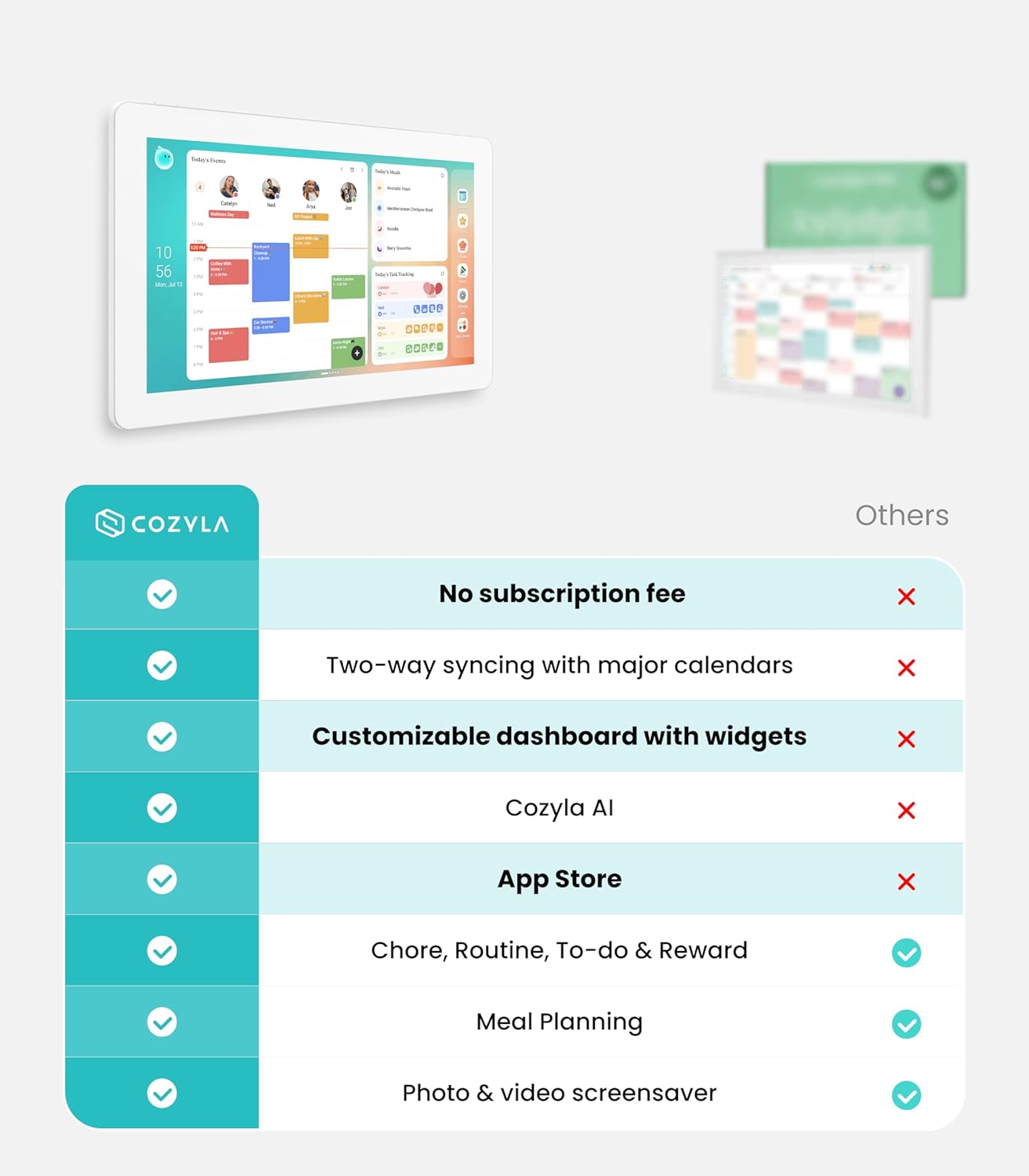 Thumbnail 1 de Cozyla Calendar Plus 2 (15.6") Smart Digital Family Calendar Wall Planner with Touchscreen, Chore Chart, and Cozyla+ App