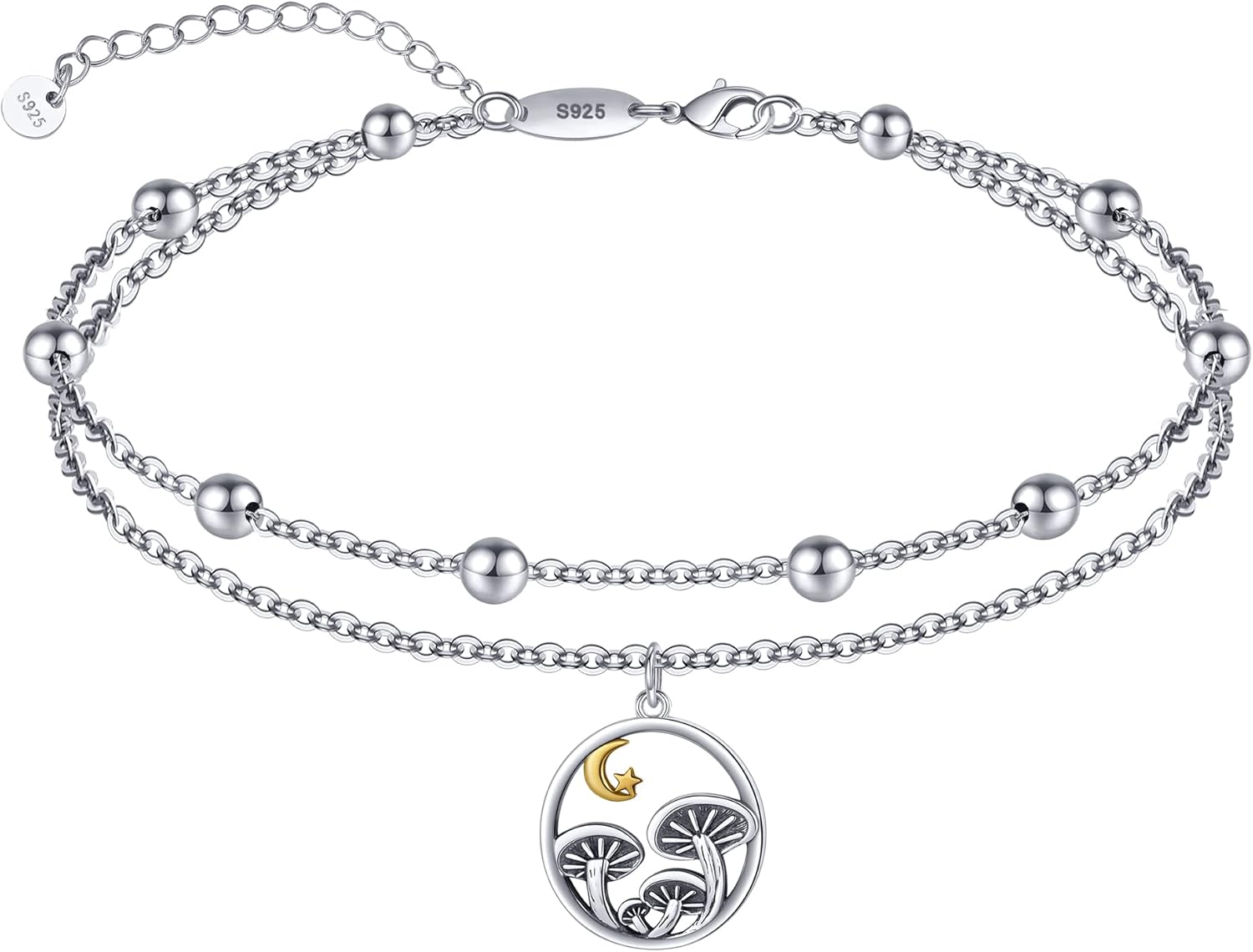 Thumbnail 6 de CHIC & ARTSY Fußkettchen 925 Sterling Silber – verstellbar, Opal-geschichtet, zierlich, mit Herz-Anhänger