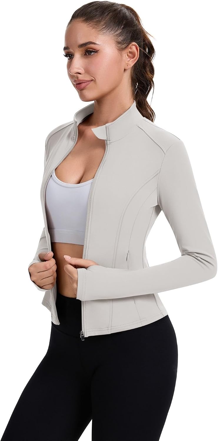 Detalle de ZHENWEI Cropped Workout Jacket Nylon-Spandex Blend