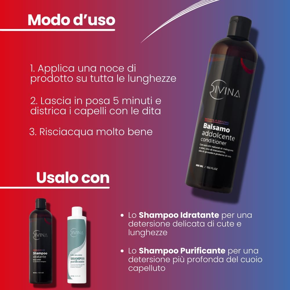 Detalle de Balsamo addolcente Natural&Amazing DIVINA BLK per capelli mossi, ricci, super-ricci e afro – 400 ml