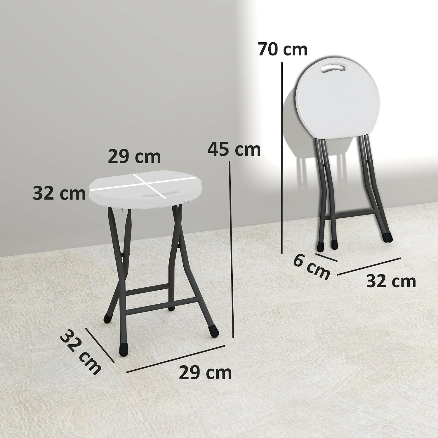 Detalle de Outsunny Folding Stool set of 4, white stools