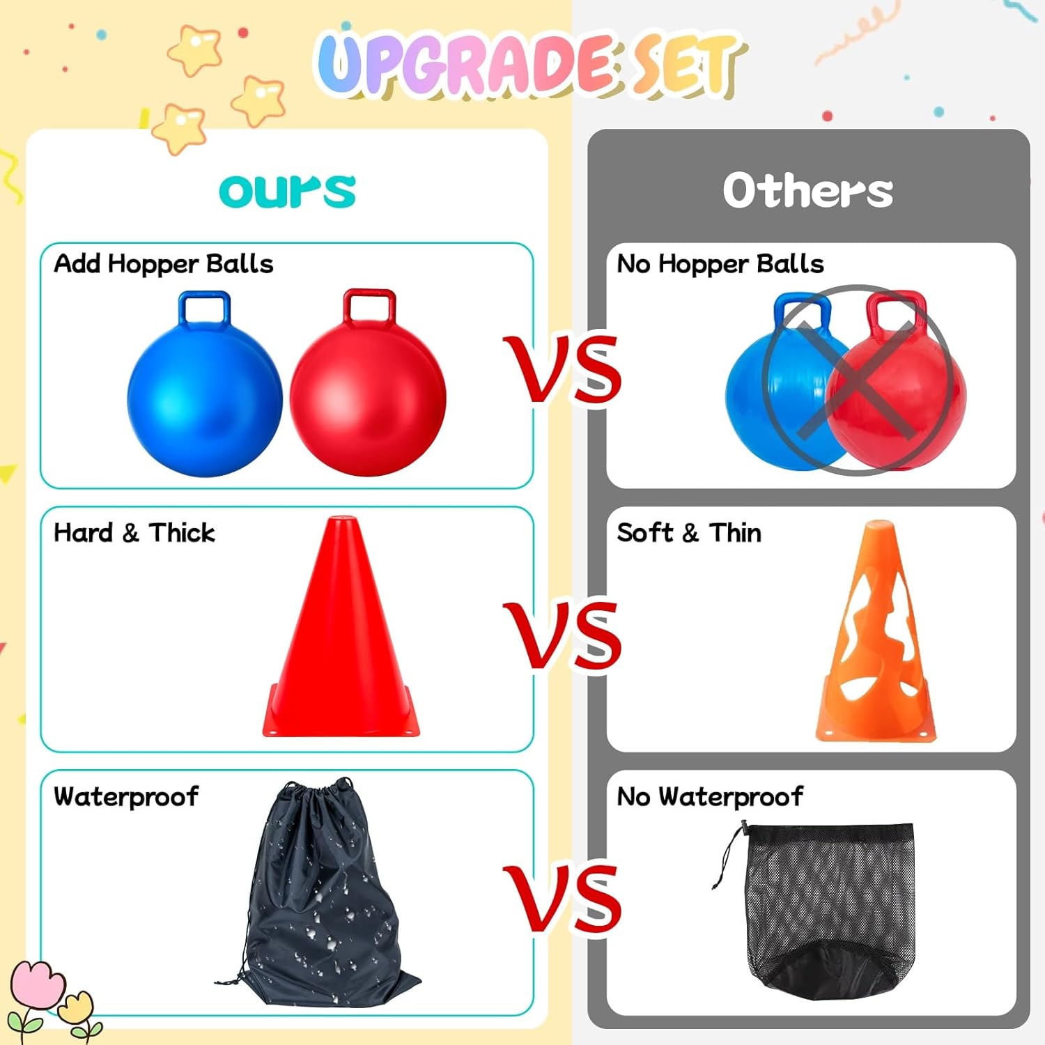 Thumbnail 4 de JOY SPOT! Carnival Outdoor Games Combo Set for Kids — 4-in-1 Fun Pack with Hopper Balls, Ring Toss, Cones, and More