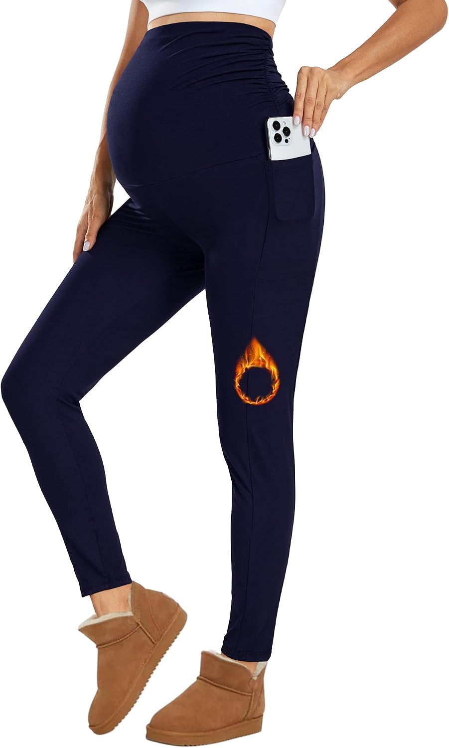 Detalle de Leggings premaman Ymmott con pile