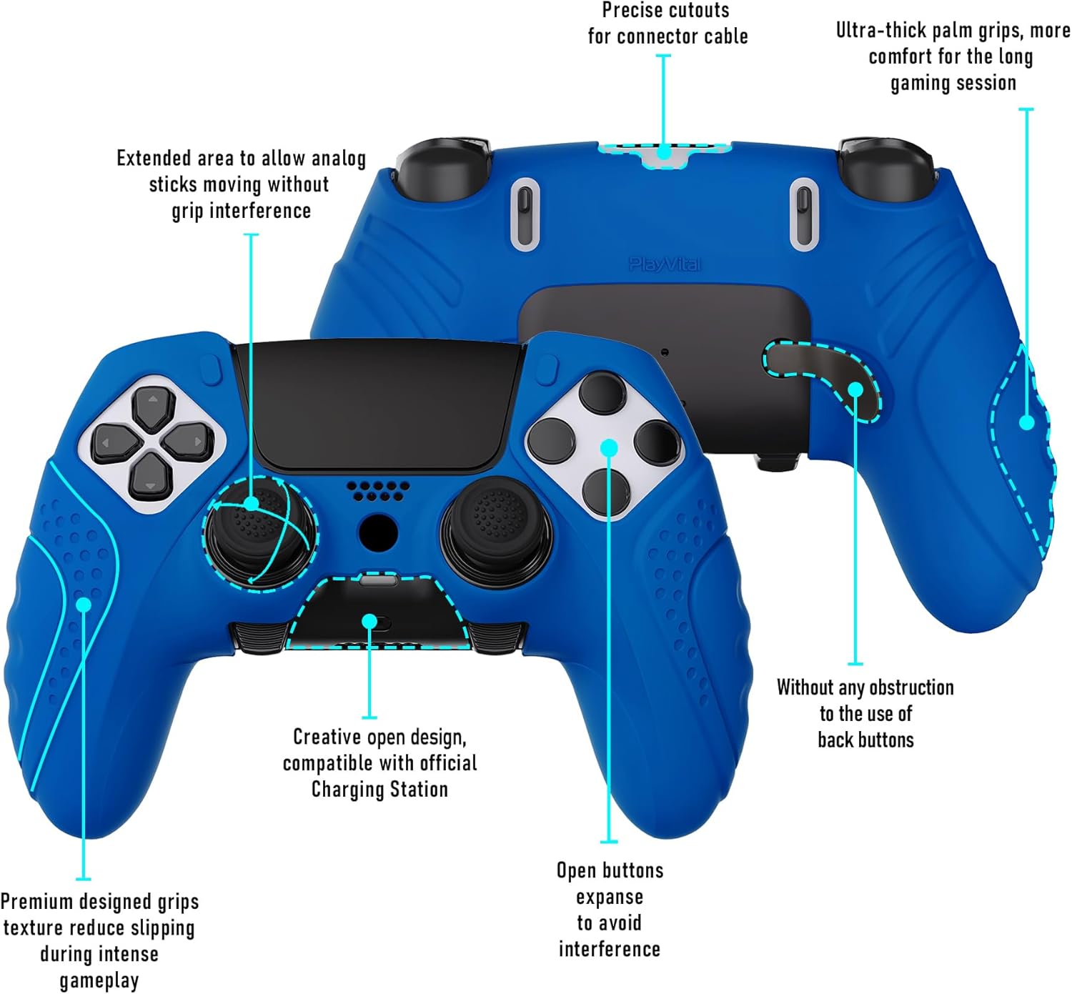 Detalle de PlayVital Guardian Edition Anti-Slip Ergonomic Silicone Case for PS5 Edge Controller
