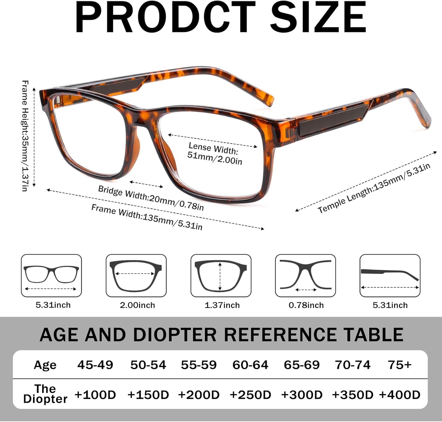 Thumbnail 2 de Kerecsen 3 Pack Mens Reading Glasses with Spring Hinge – Blue Light Blocking Rectangular Glasses for Men