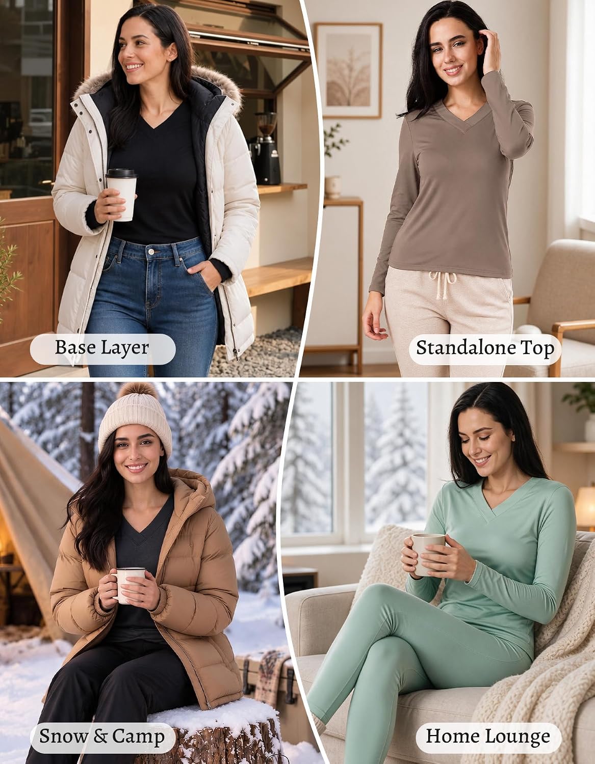Detalle de YADIFEN Women's Thermal Underwear Set