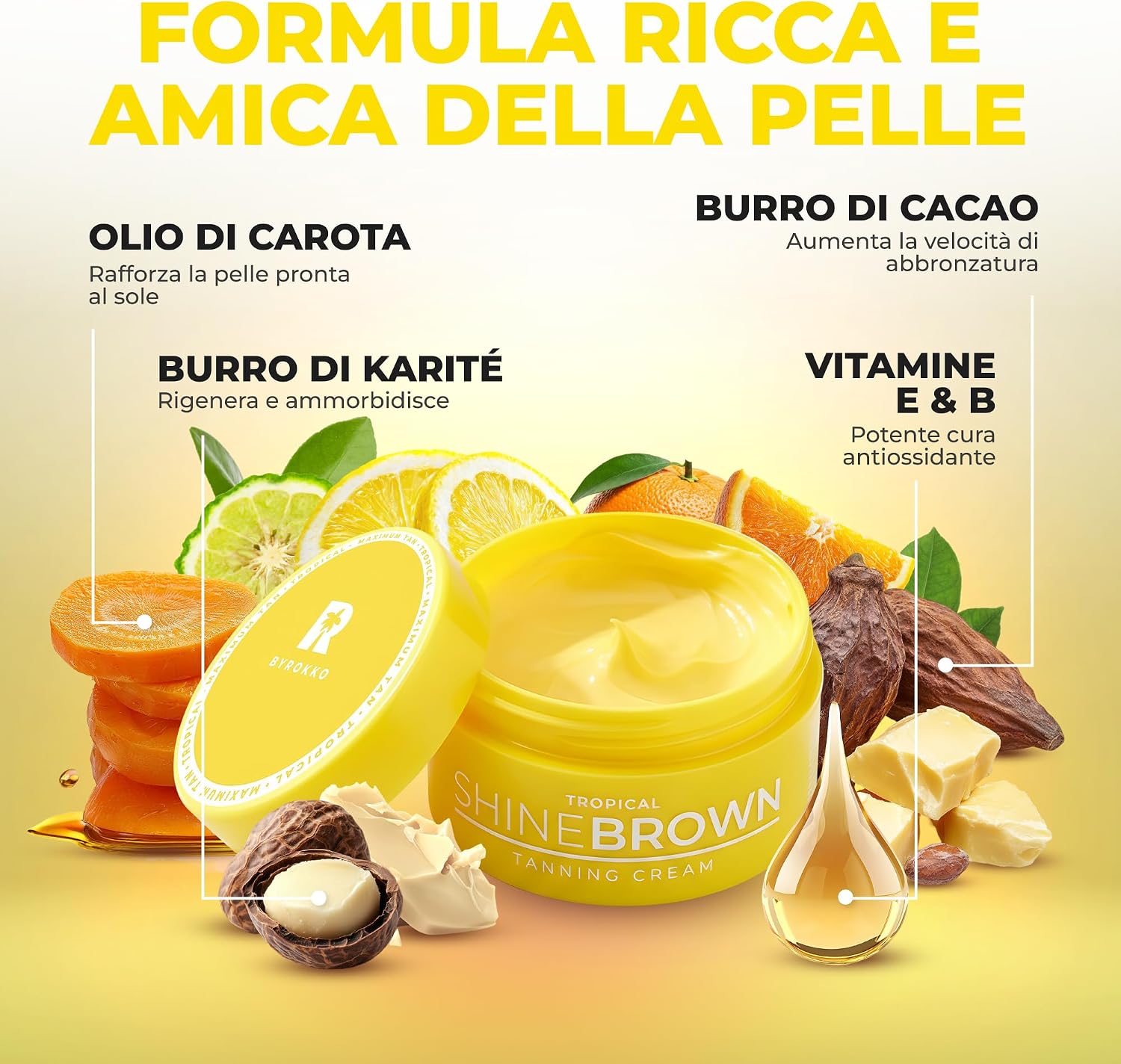 Thumbnail 6 de BYROKKO Shine Brown Tropical Crema Abbronzante Solare (190 g) per sole e lettini solari