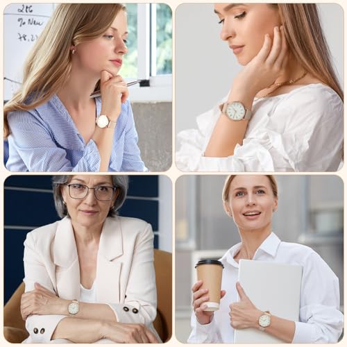 Detalle de OFFCUP Reloj de Cuero para Mujer con Esfera Blanca — Elegancia Diaria y Pulsera Premium