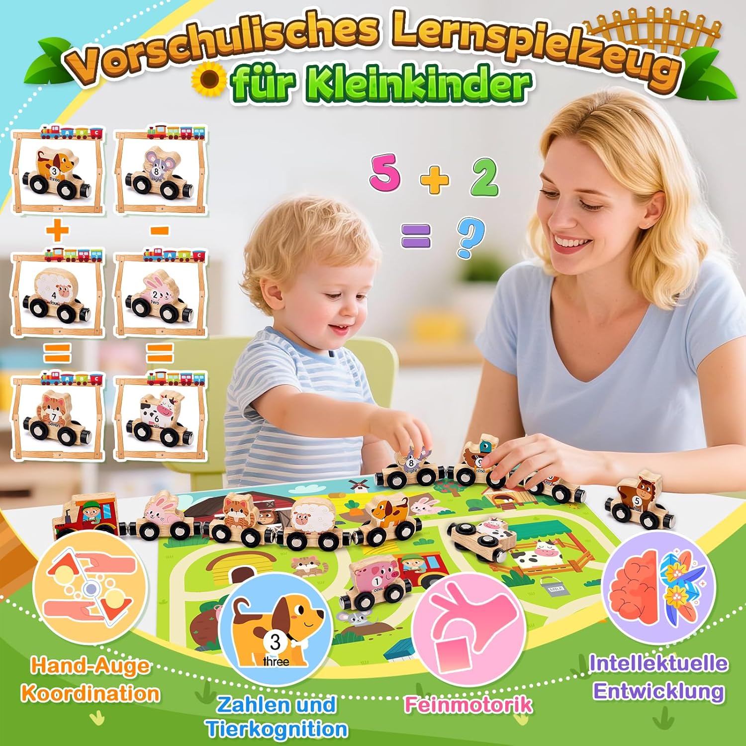 Detalle 2 de Montessori Spielzeug Magnetic Zug 10 Teile