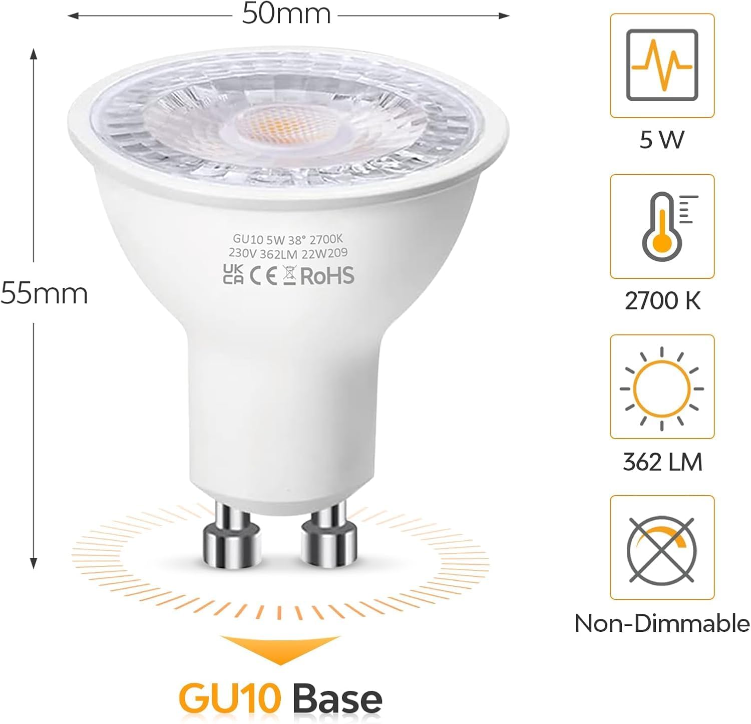 Thumbnail 1 de Levidon GU10 5W warm white spotlight 2700K