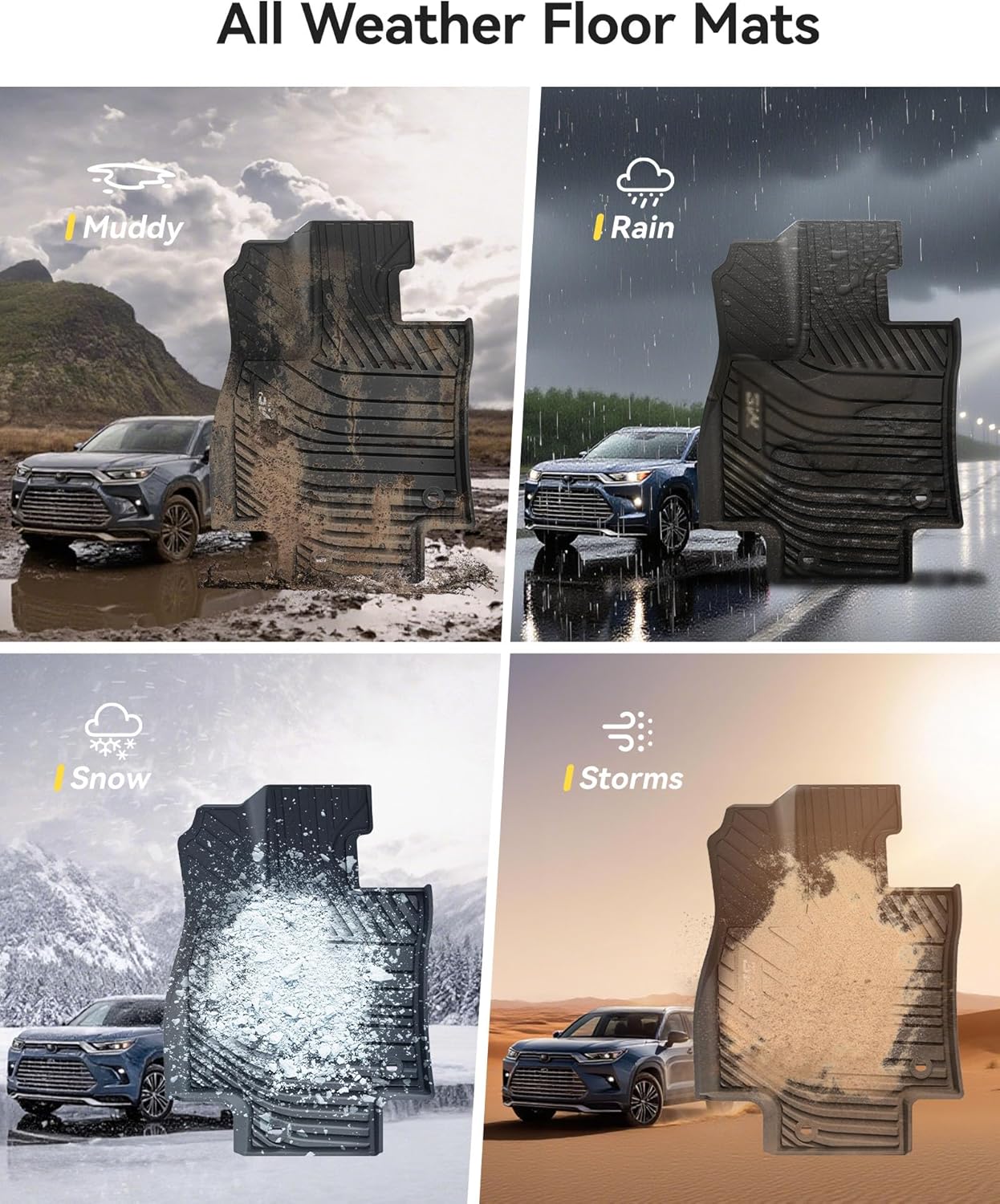 Thumbnail 5 de 3W 3D-Scanned TPE Floor Mats for 2024–2026 Toyota Grand Highlander (7-Seat, Hybrid Included) + Trunk Mat & Seat Back Covers