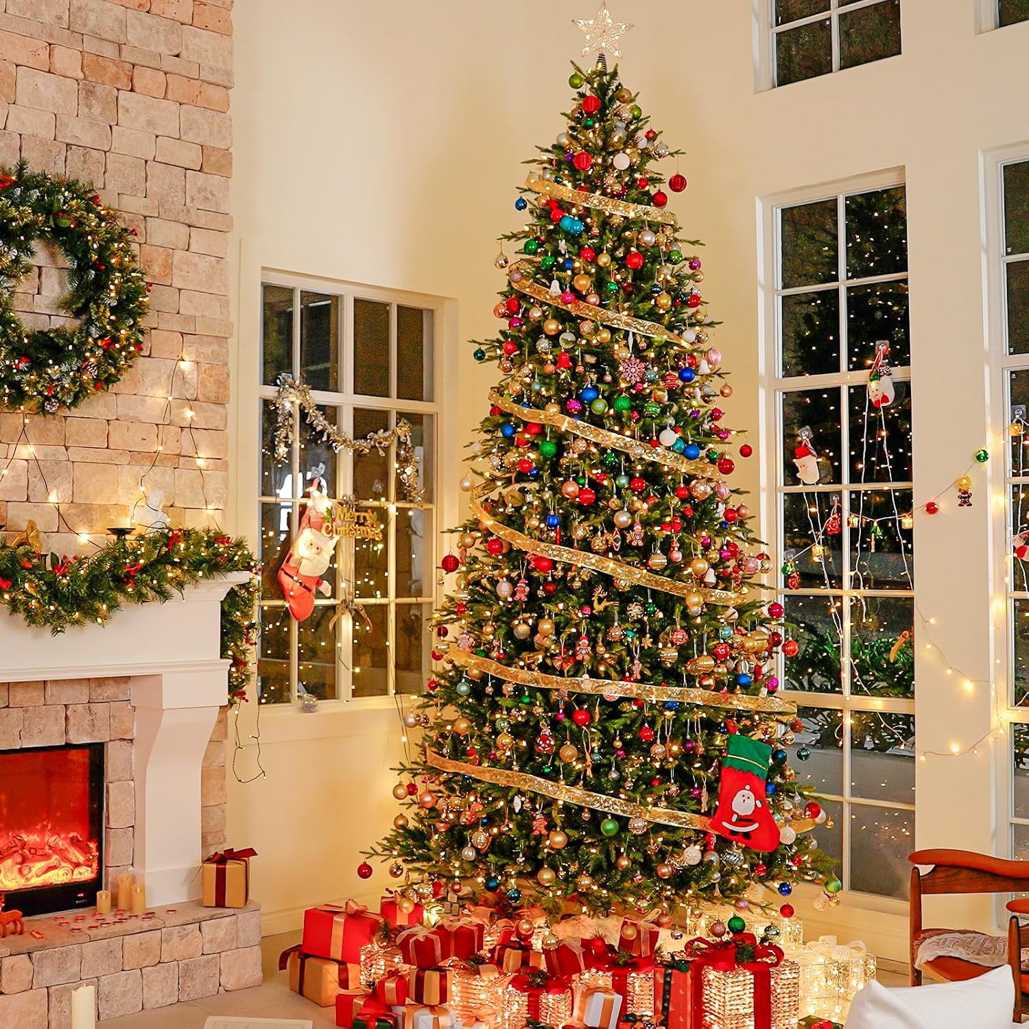 Thumbnail 6 de Hykolity 12 ft Prelit Artificial Christmas Tree, 850 Warm White LEDs, 8,165 Tips