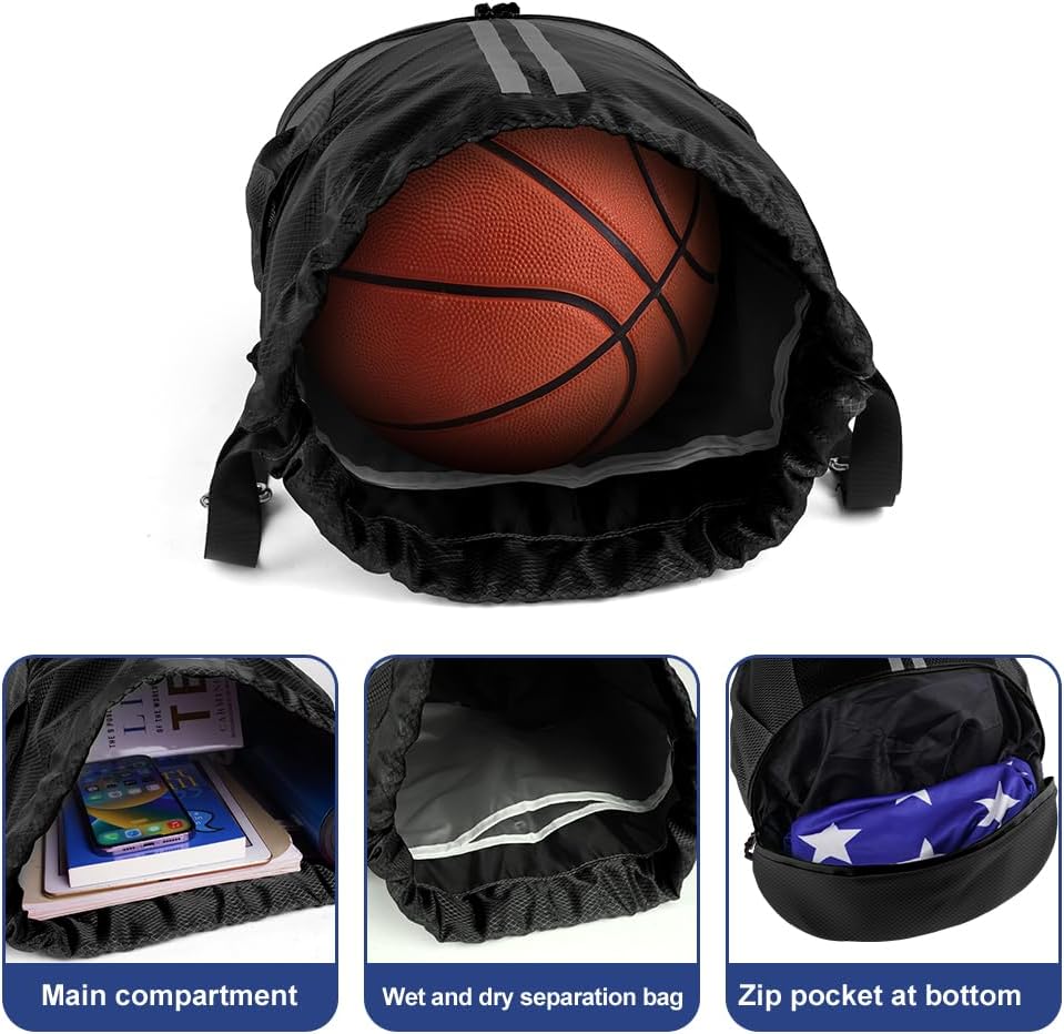 Detalle de Flintronic Sac à Cordon de Sport Étanche et Pliable avec Compartiment à Chaussures – 20 L