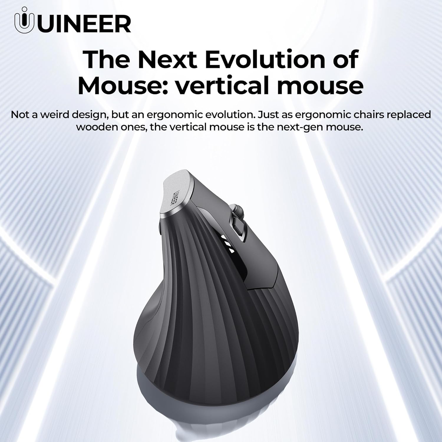 Detalle de Ergonomic Wireless Vertical Mouse with 2.4G Receiver, 2400 DPI, USB A, Rechargeable Battery